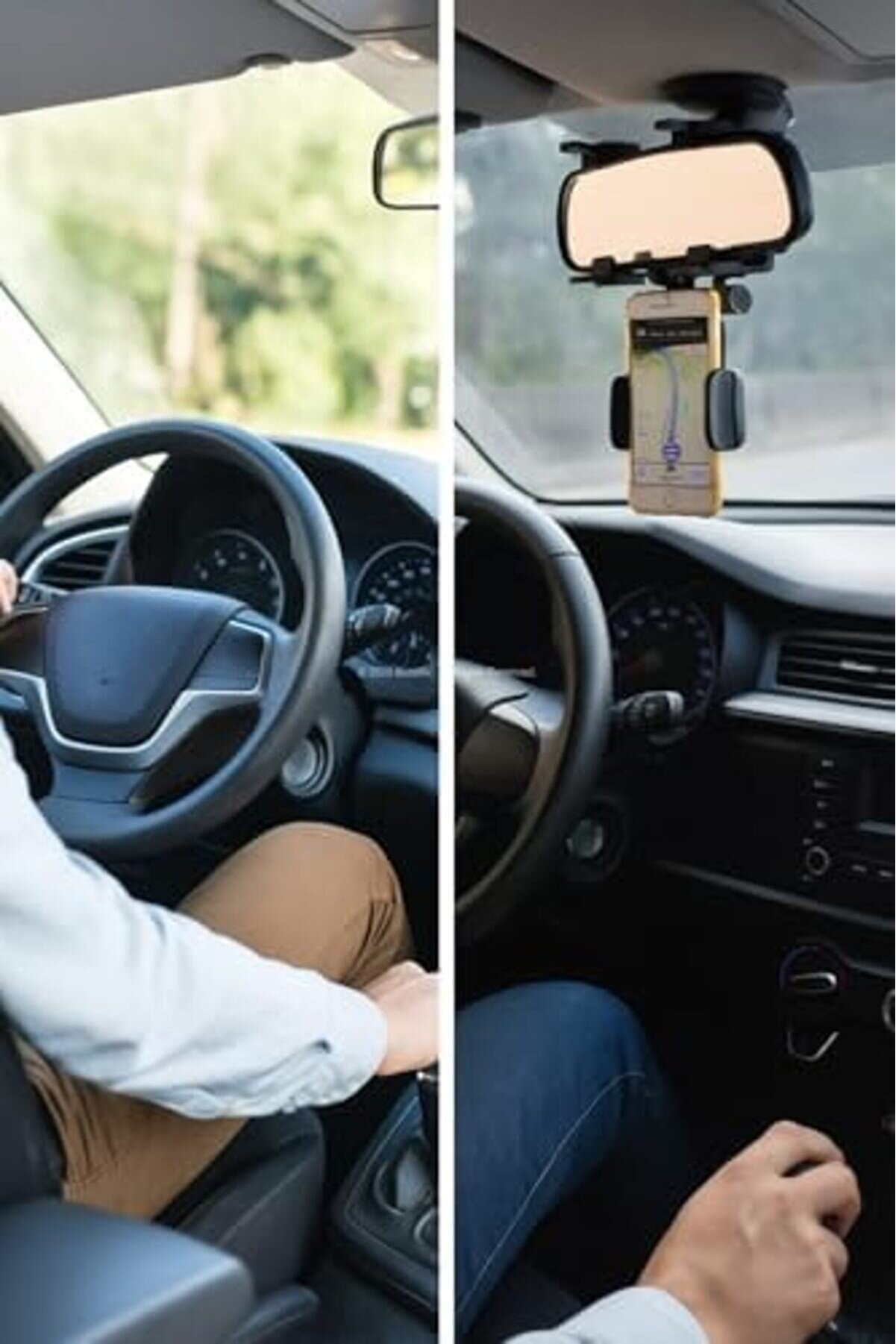 Pltnstoreshop Di̇ki̇z Aynası Üzeri̇ne Takılan, 360° Döner Ayarlı, Evrensel Araç Telefon Tutucu, Katlana