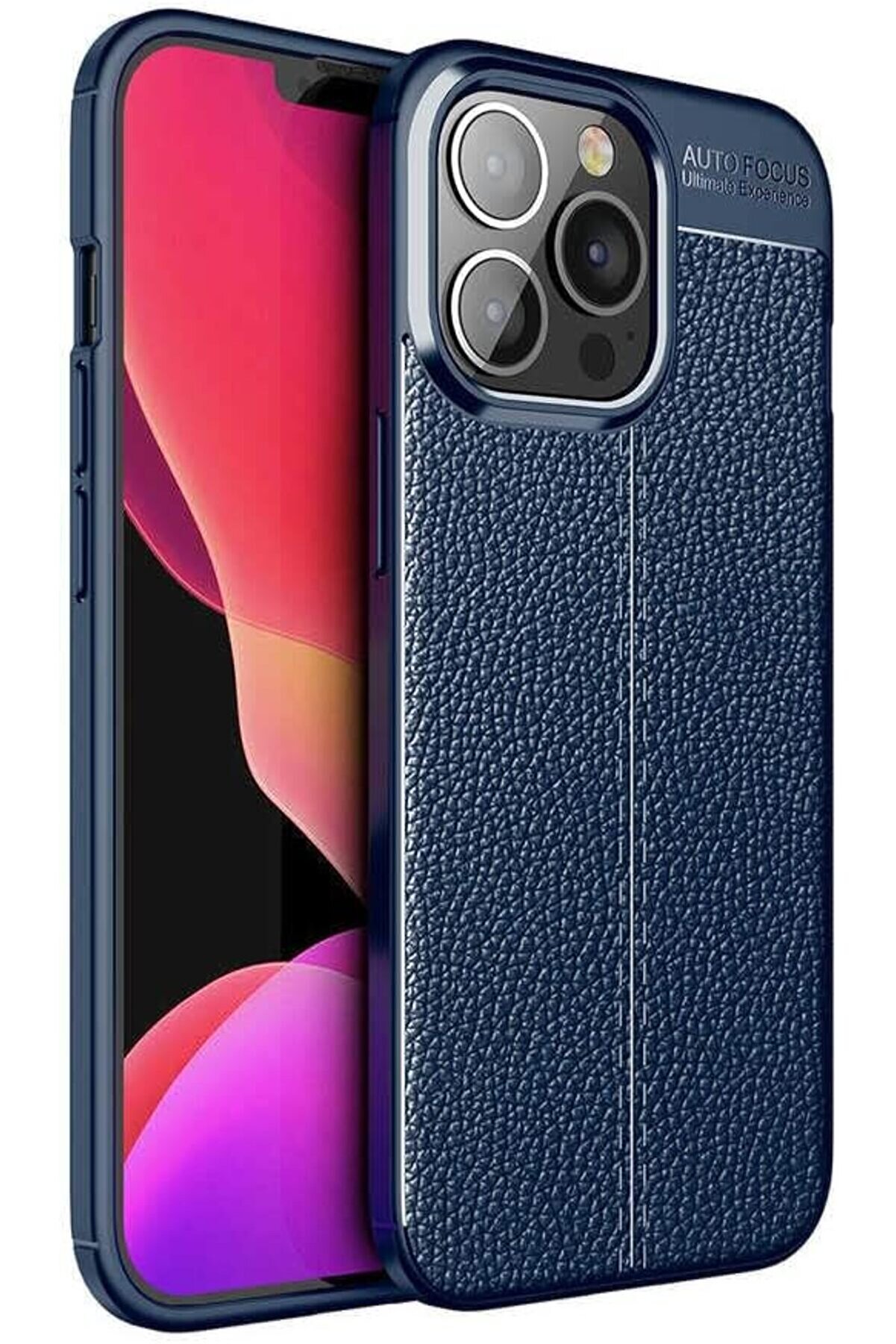 STOREMAX 15 Pro Max İle Uyumlu Deri Silikon Y&uuml;zeyli Silikon Kılıf Niss Silikon Deri Soft Ultra Slim Fit Kılıf