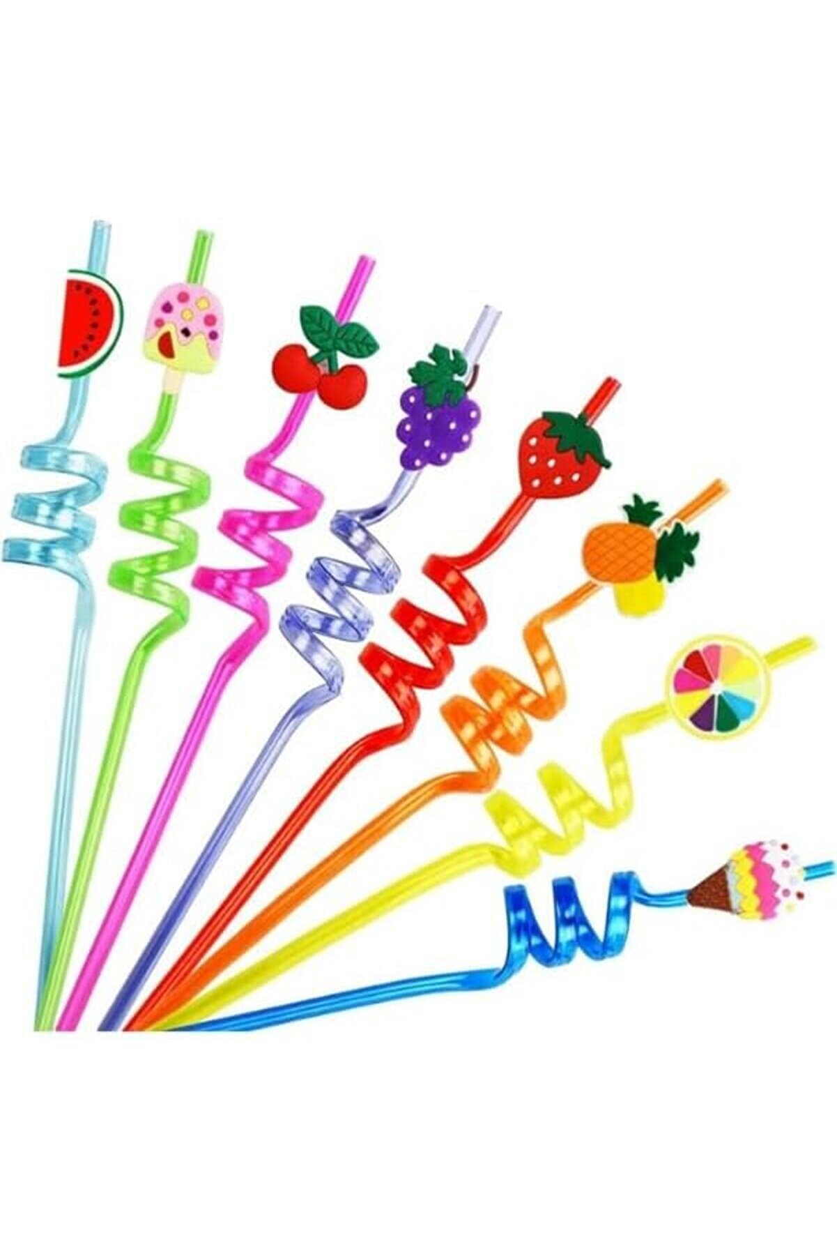 STOREMAX 4 Adet Kıvrımlı Plastik Pipet, &Ccedil;ocuklar i&ccedil;in Fig&uuml;rl&uuml; Tasarım, Renkli ve Dayanıklı İ&ccedil;ecek Aksesuarlar