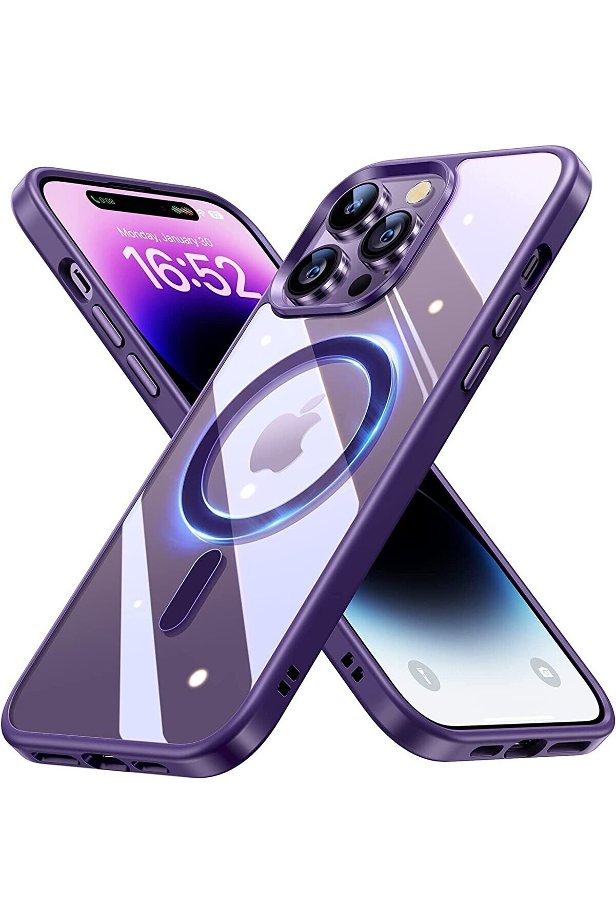 STOREMAX İphone 14 Pro ile Uyumlu Arkası Şeffaflığında Polikarbonat Cam Kenarları Darbe Önleyici Silion Premi