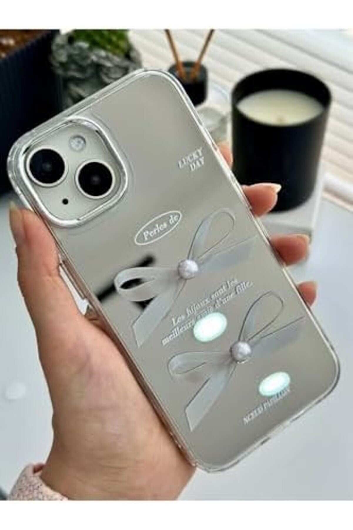 Aksesuar 13-14 - 15 İle Uyumlu Aynalı Fi̇yonk Model Si̇li̇kon Kılıf 1014773