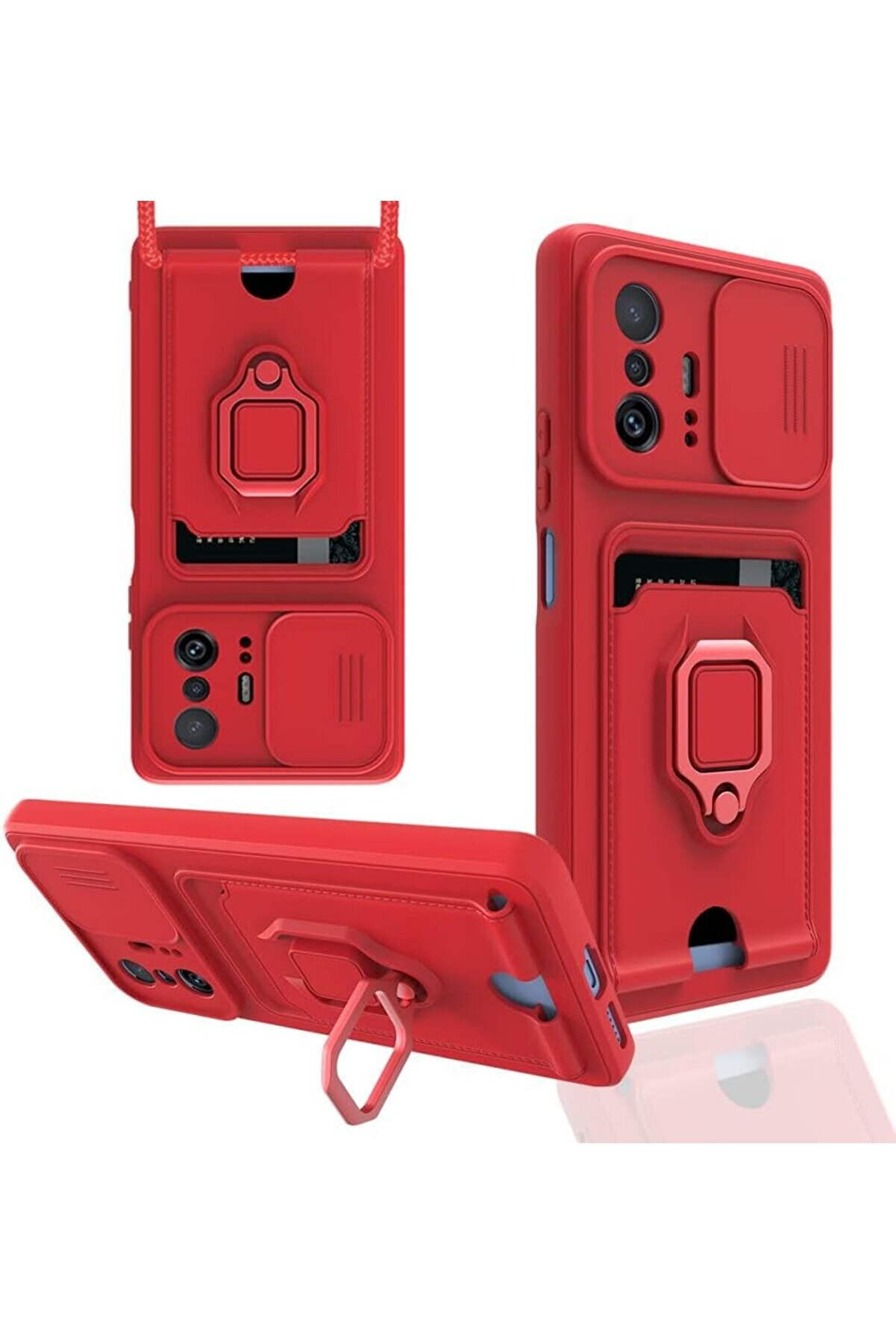 STOREMAX Mi 11T Pro Kılıf Ipli Lens Sürgülü Yüzüklü Kartvizitli Silikon Zuma 1014773