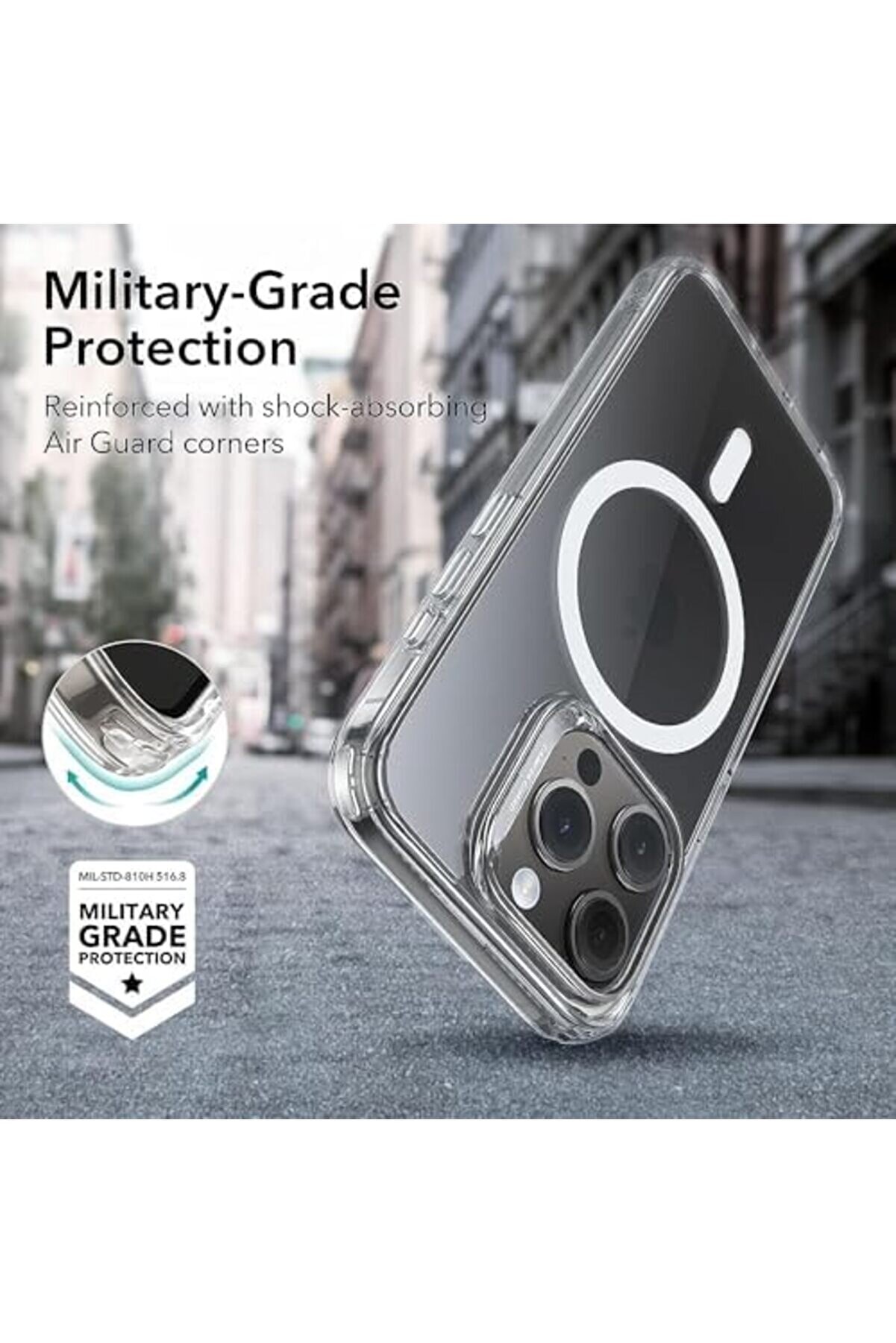 15 Pro İle Uyumlu Şeffaf Kılıf Si̇li̇kon Darbe Emi̇ci̇ Tam Koruma Kapak Ai̇r 15 Pro Manyeti̇k Şarj Kılıfı