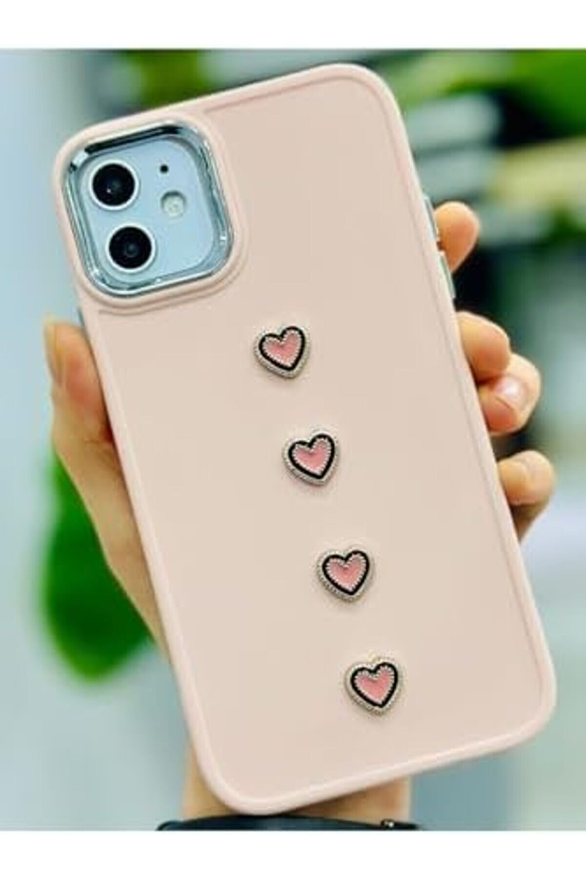 Aksesuar 11 İle Uyumlu 4 Pembe Kalp Tasarımlı Oyuncaklı Esnek Si̇li̇kon Kılıf 1014773