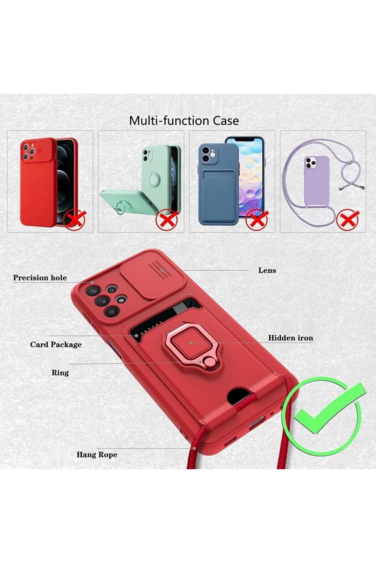 A04S Kılıf Ipli̇ Lens Sürgülü Yüzüklü Kartvi̇zi̇tli̇ Si̇li̇kon Zuma 1014773