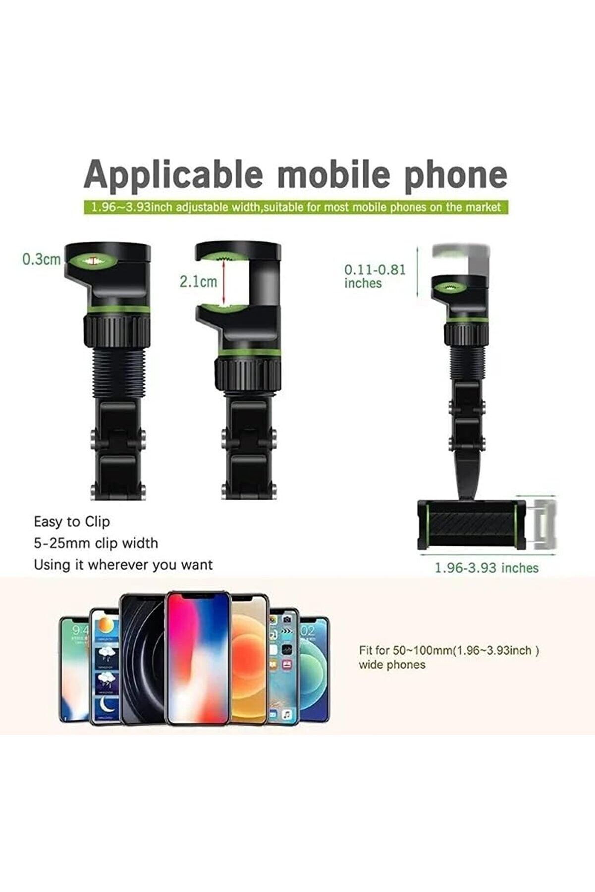 Di̇ki̇z Aynası, Koltuk Arkası, Çalışma Masası Telefon Tutucu,,,,, Uyumludur, 360 Dönebi̇len Çok Fonksi̇y