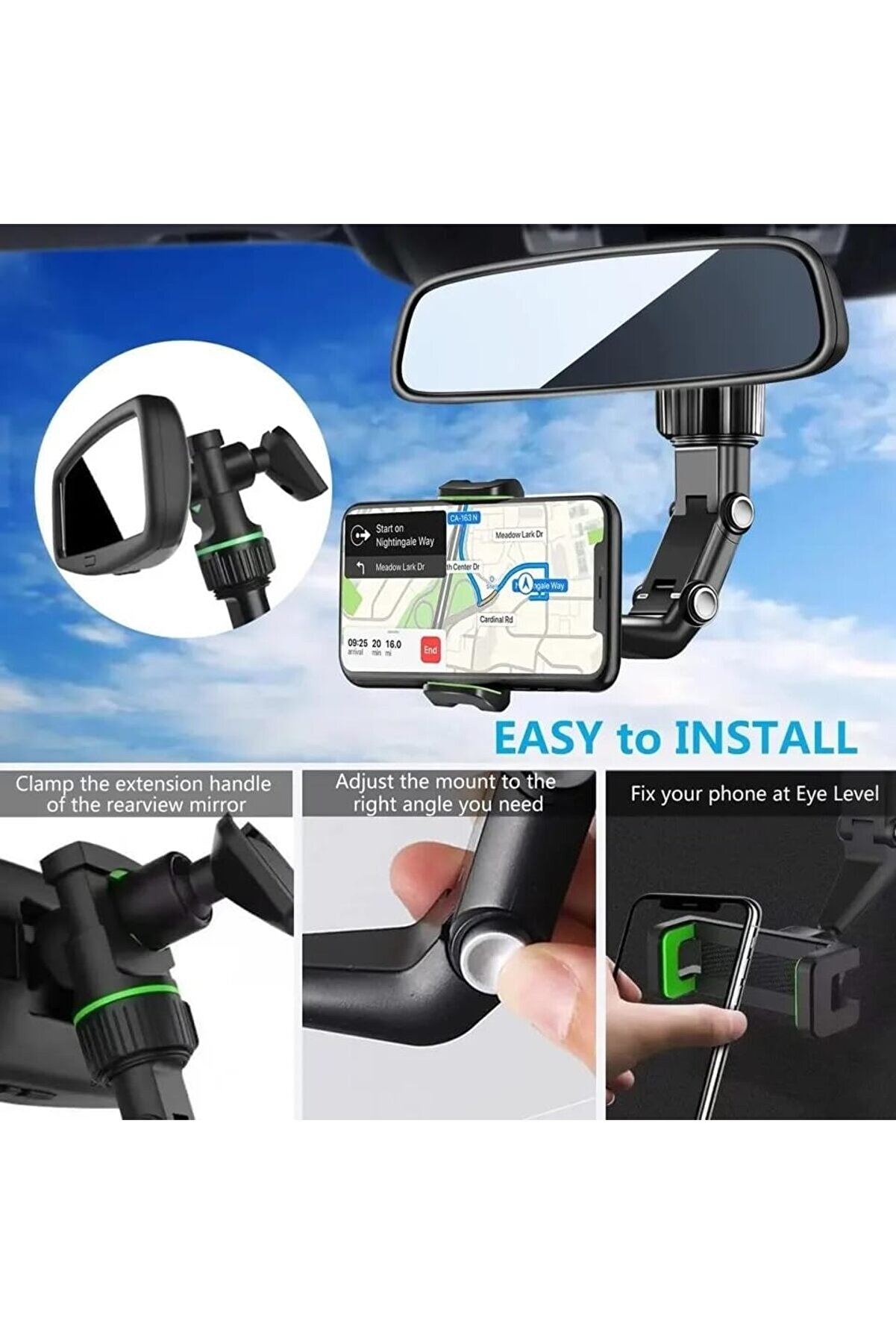 Di̇ki̇z Aynası, Koltuk Arkası, Çalışma Masası Telefon Tutucu,,,,, Uyumludur, 360 Dönebi̇len Çok Fonksi̇y