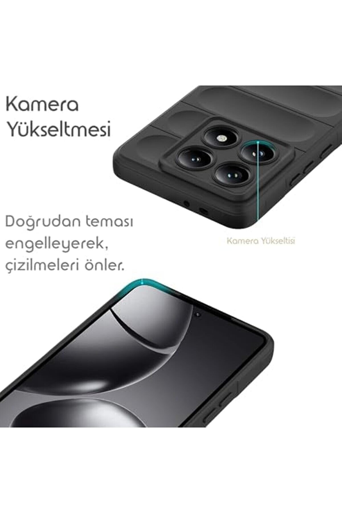 14T Pro 5G İ&ccedil;i̇n Kalın Yapılı Rugged Tpu Si̇li̇kon Kılıf Kamera Y&uuml;kselti̇li̇ İ&ccedil;i̇ S&uuml;et Dokulu Kenarları Da