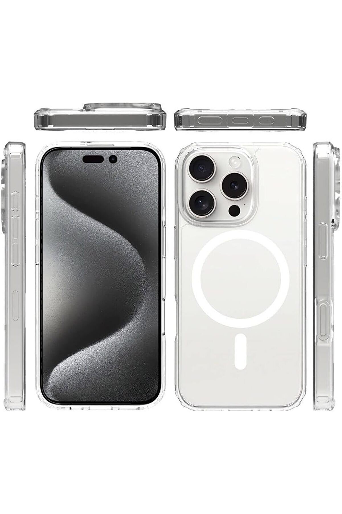 16 Pro Uyumlu Manyeti̇k Şeffaf Kılıf - Si̇li̇kon, Toz Ve Ki̇rden Korur,, Kenar Korumalı, Şarj Kılıfı 10