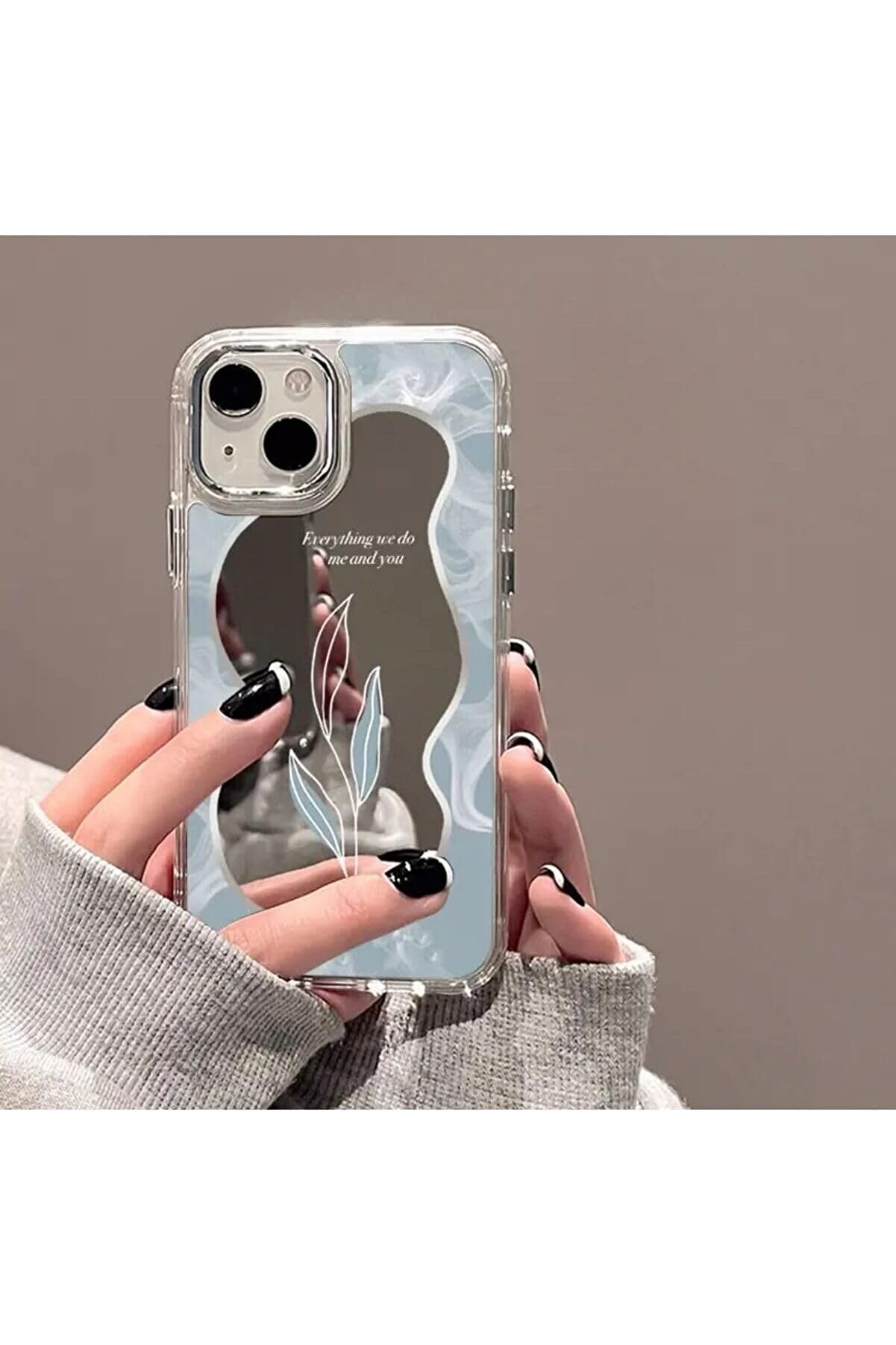 STOREMAX pltnstoreshop Aksesuar Iphone 15-14 - 13 ile Uyumlu Aynalı Yaprak Model Silikon Kılıf pltnstoreshop