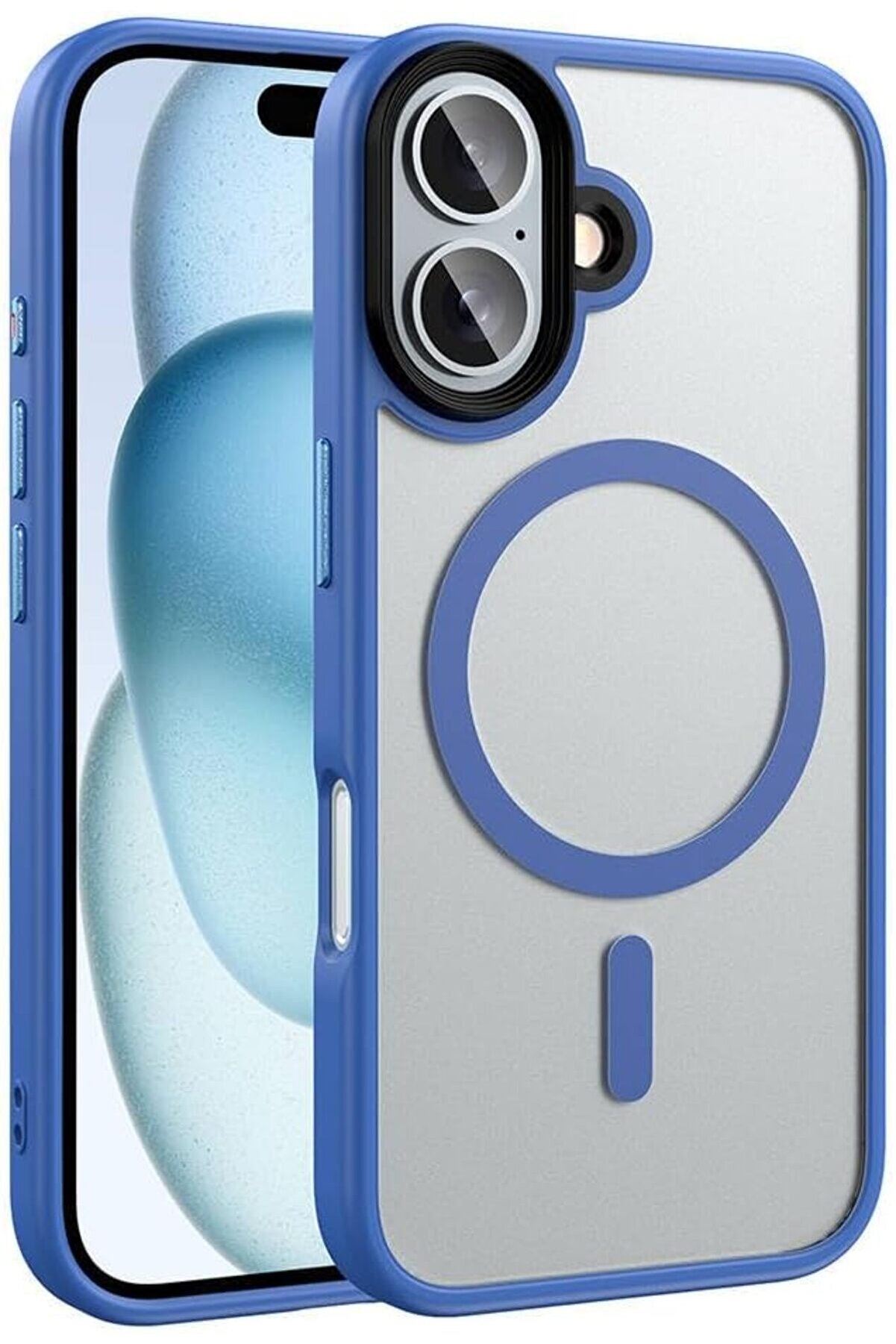 STOREMAX ile uyumlu 16 Kılıf Mat Arka Yüzey Şarj Özellikli Flet M-safe Kapak Mavi 1014773