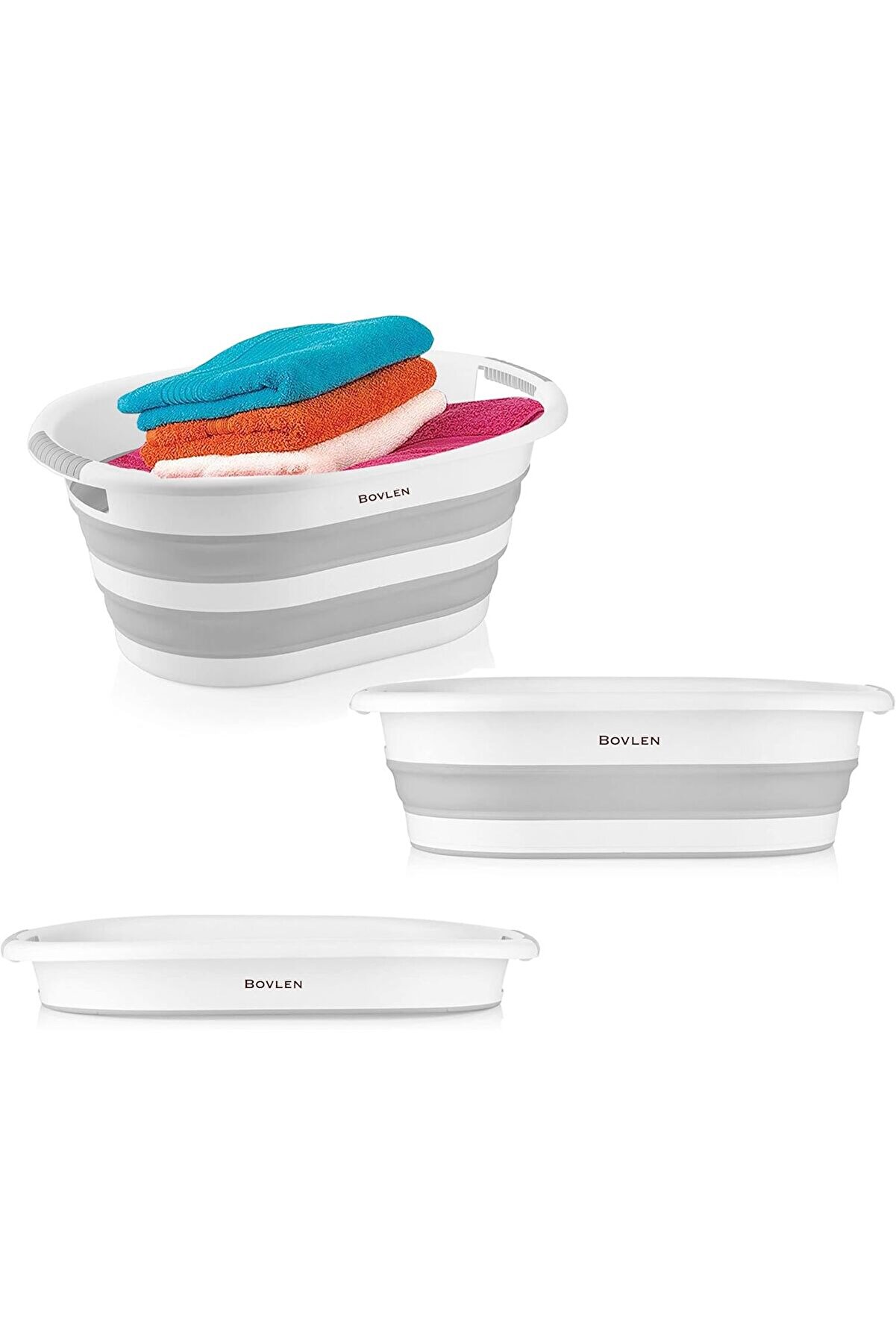 STOREMAX Katlanabilir Çamaşır Sepeti - Katlanır Çamaşır Sepeti - Gri - 54,5x39x8 CM - PP+ 1014773