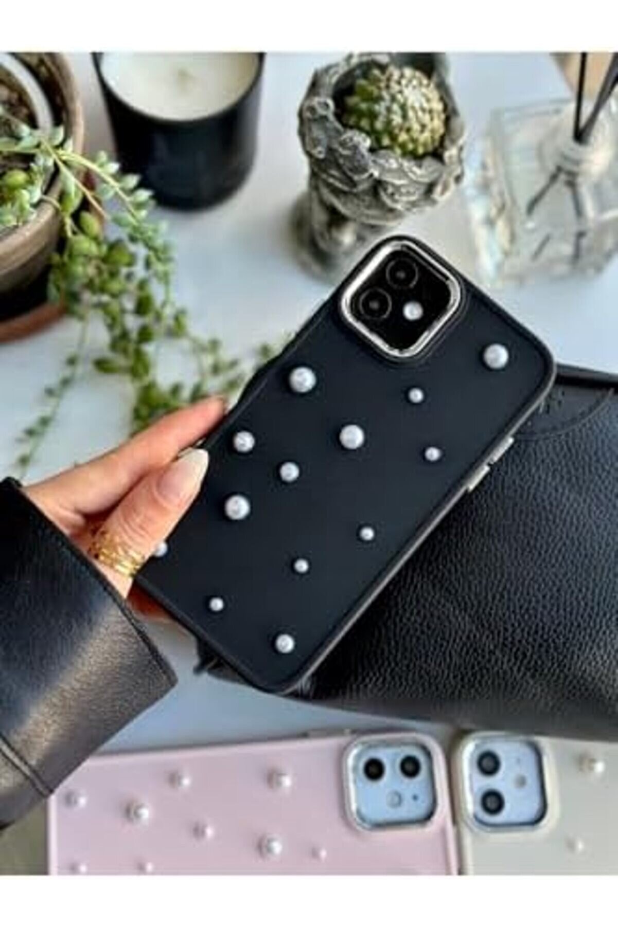 Eli̇zzashop Aksesuar Iphone 11 Uyumlu 3D Oyuncaklı Pearl Tasarımlı Yumuşak Si̇li̇kon Kılıf - Si̇yahpearl