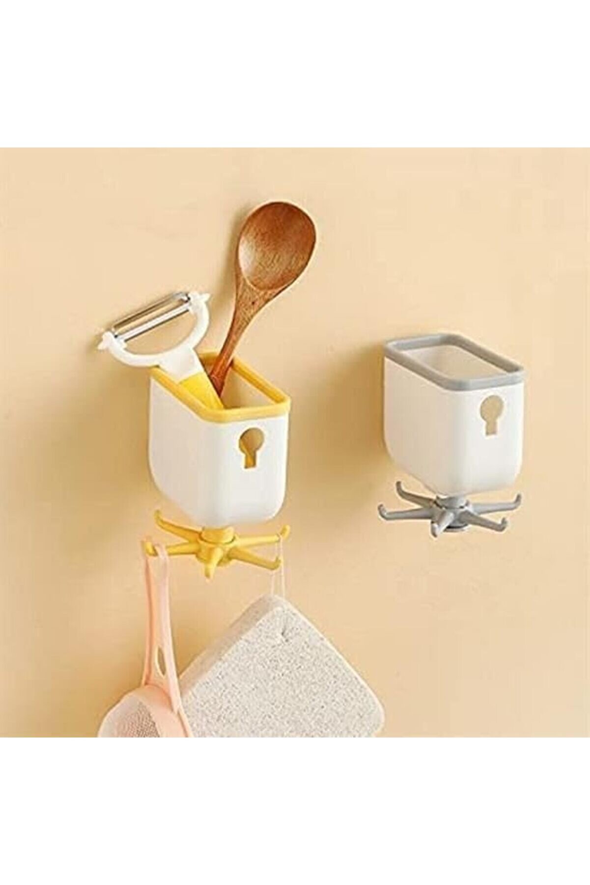 Yapışkanlık Prati̇k Mutfak Askılığı Organi̇zatör Ve Mutfak Düzenleyi̇ci̇ Çok Amaçlı Döner Askı 1014773