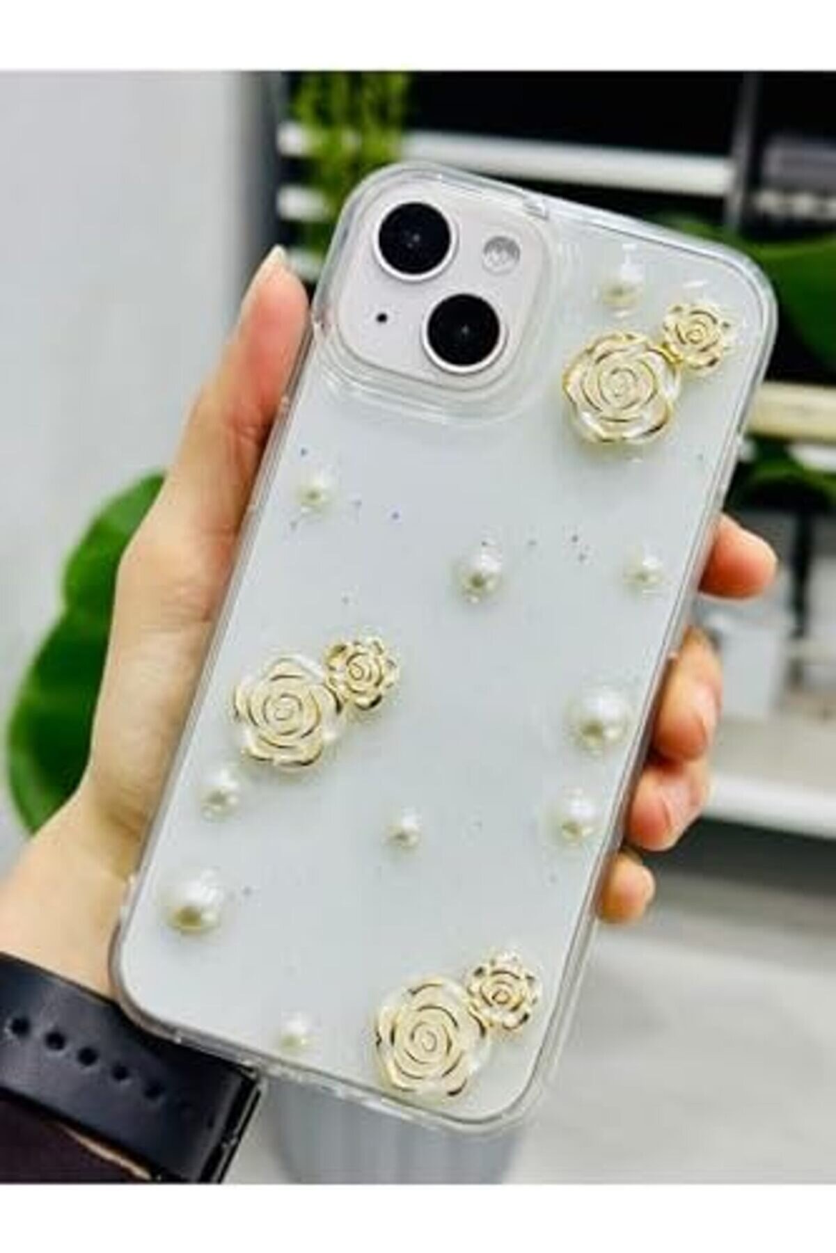 Aksesuar 14 - 15 İle Uyumlu İnci̇ G&uuml;l Tasarımlı Oyuncaklı Si̇li̇kon Kılıf 1014773