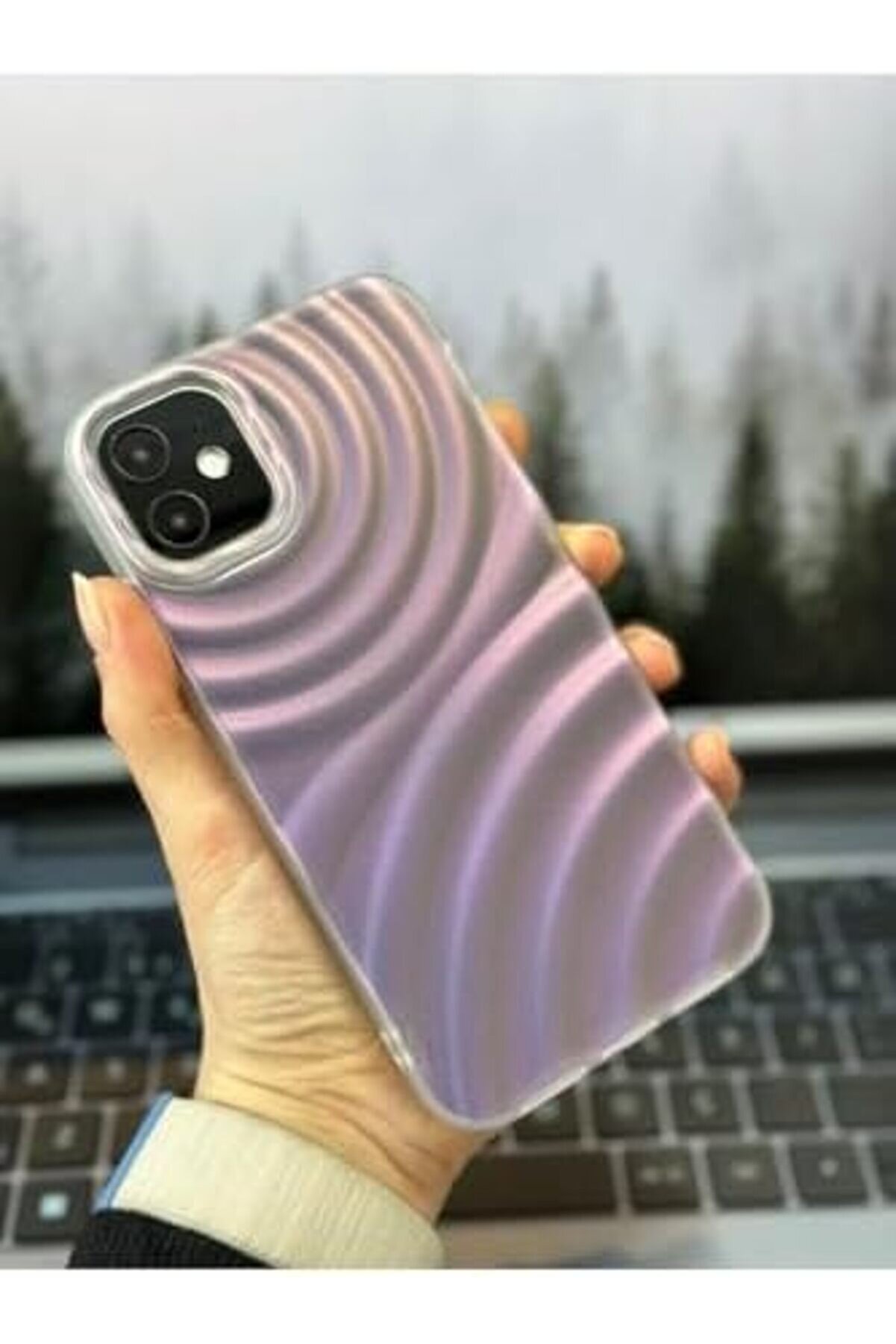 Aksesuar 11 İle Uyumlu 3D Kabartma Mor Yansımalı Mat Si̇li̇kon Kılıf 1014773