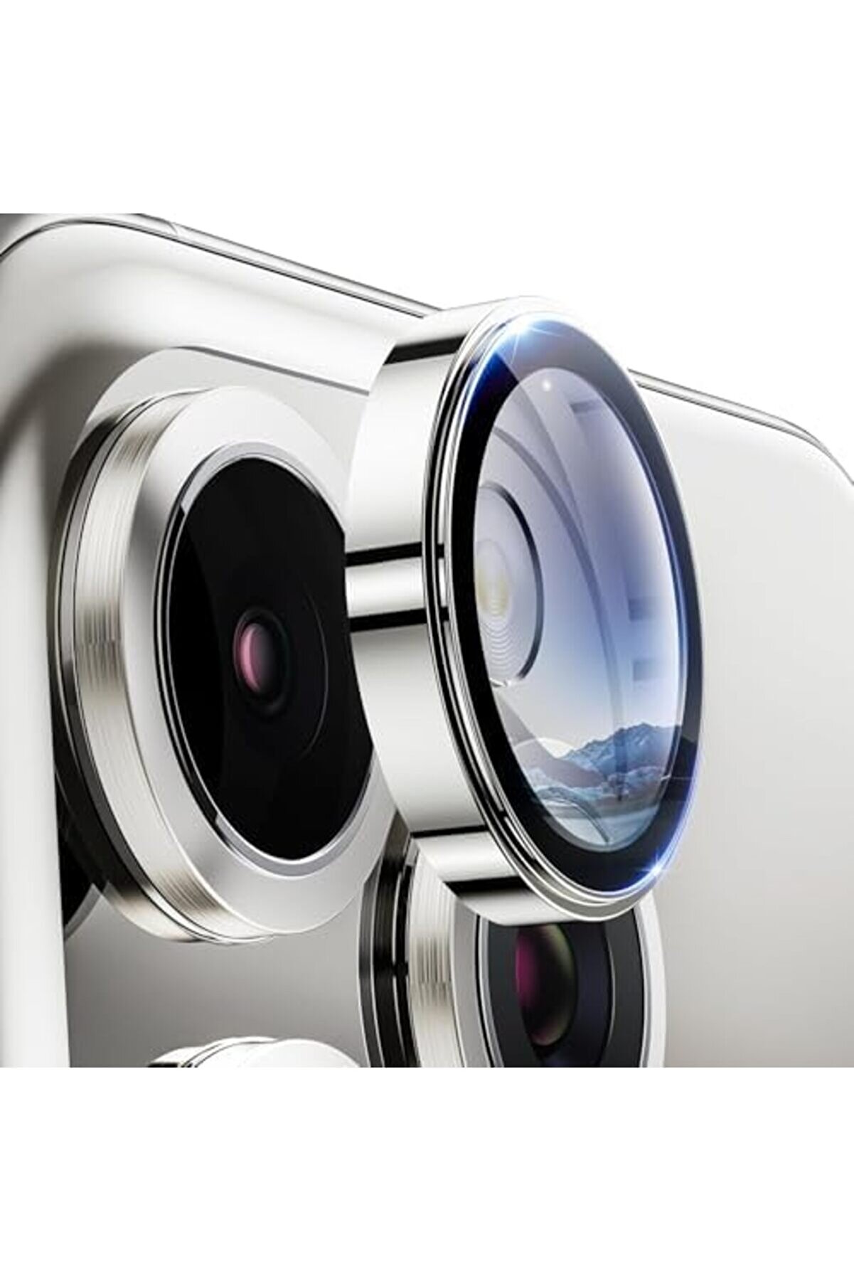 16 Pro Ve 16 Pro Max Kamera Camı Lens Halka Set - Beyaz Ti̇tanyum 1014773