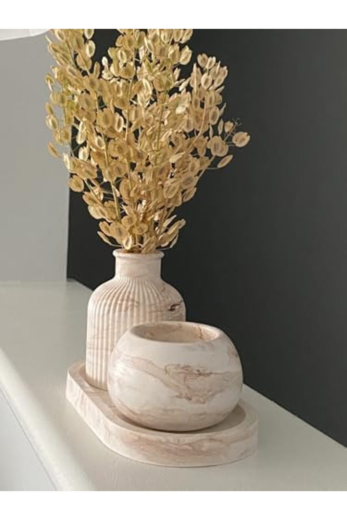 Dekoru Bebek Pampas, Tepsi̇, Mum Set. 1014773