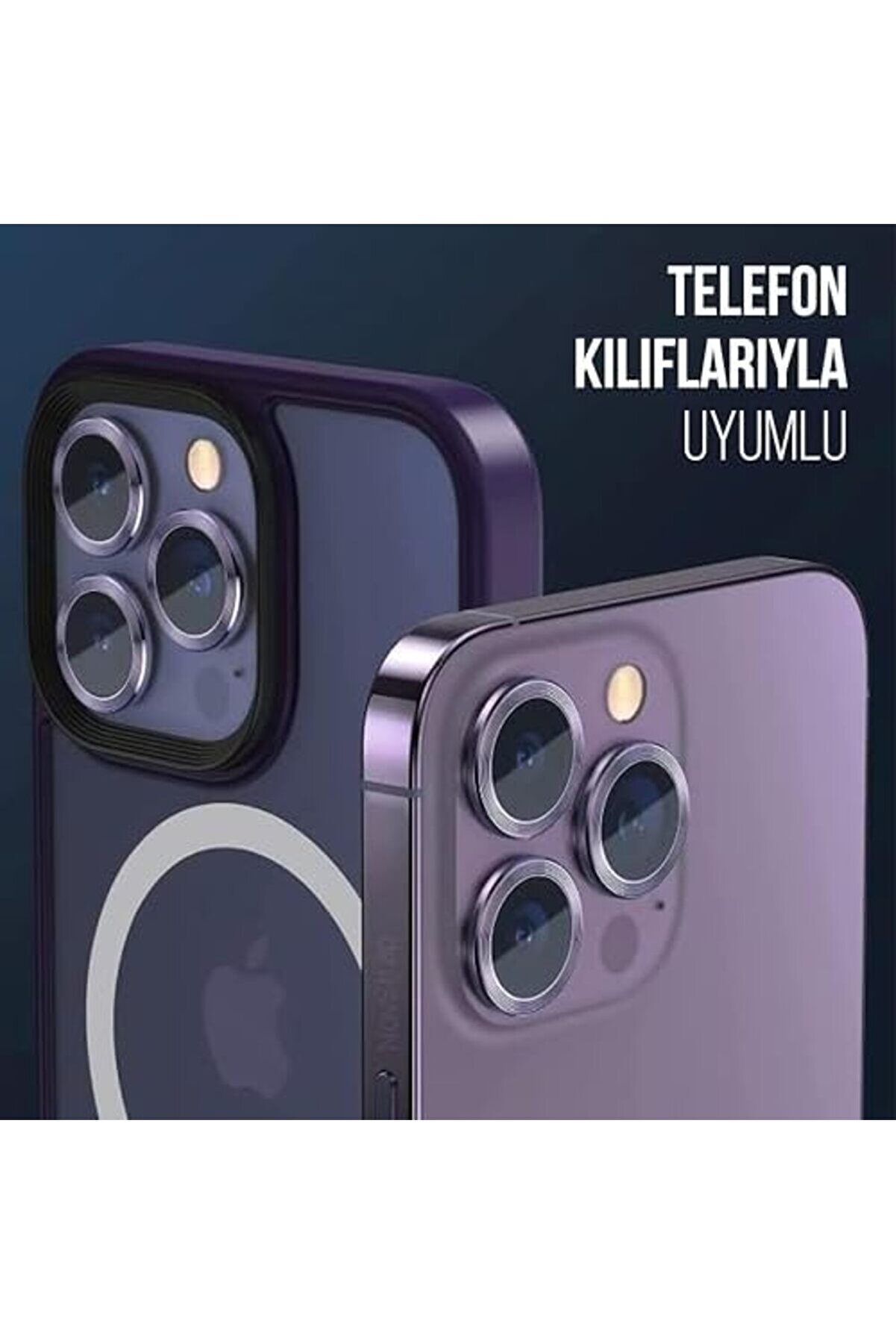 İphone Alaşım Çerçeveli̇ Tempered Glass Kamera Lens ( 14 Pro Max Mor) 1014773