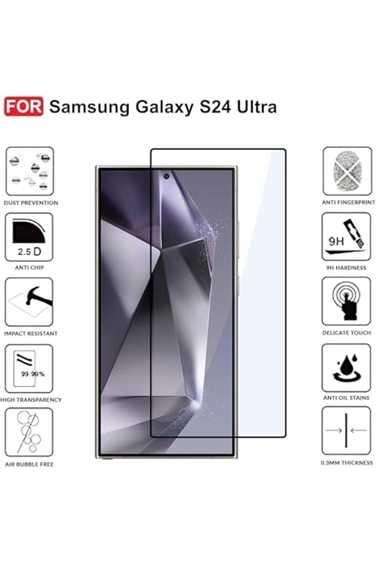 Es S24 Ultra İçi̇n Ekranı Tam Kaplayan Full Ekran Cam, Full Tam Koruma Kırılmaz Cam 1014773