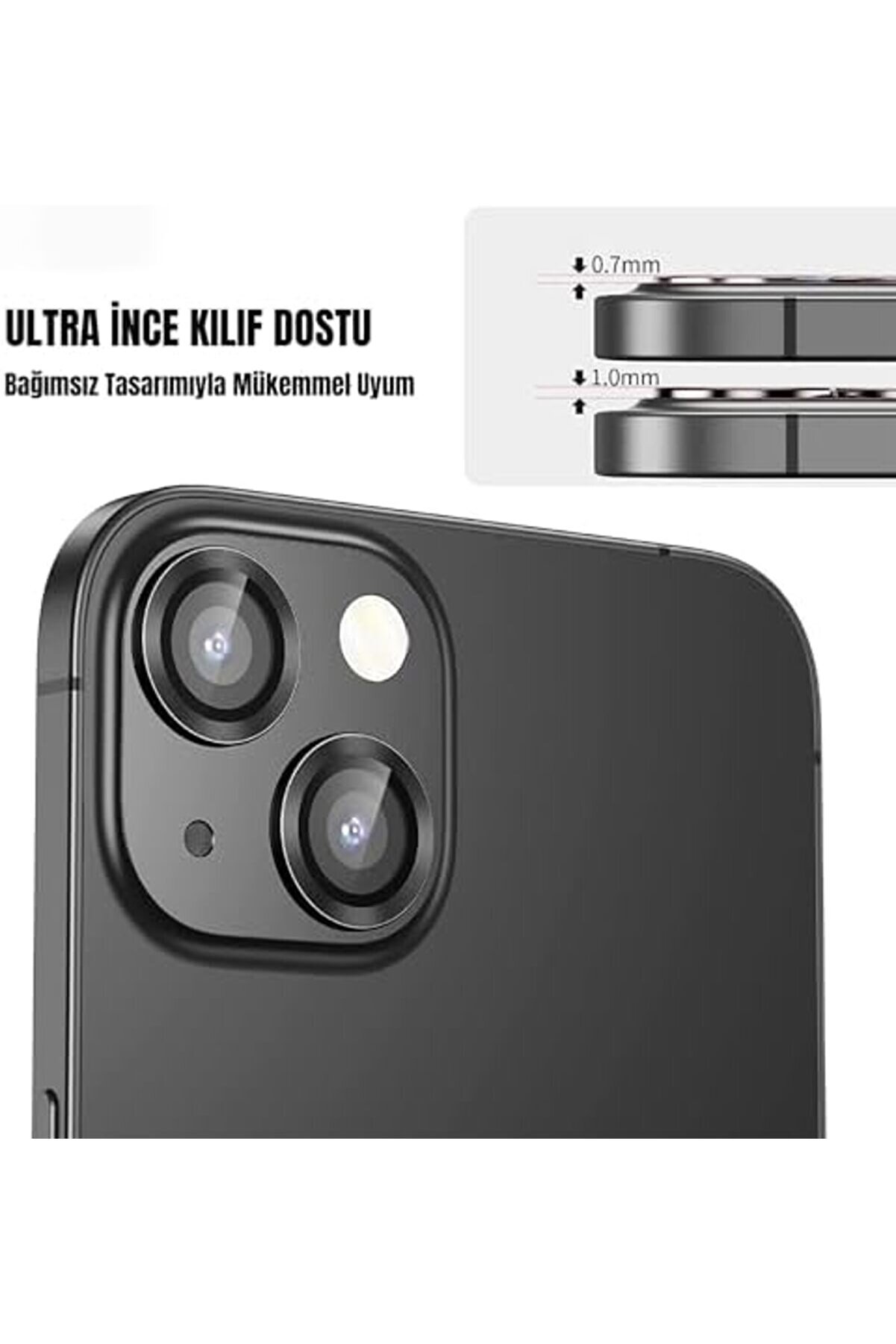 13 İçi̇n Kamera İphone Alaşım Çerçeveli̇ Tempered Glass Kamera Lens (Si̇yah) 1014773