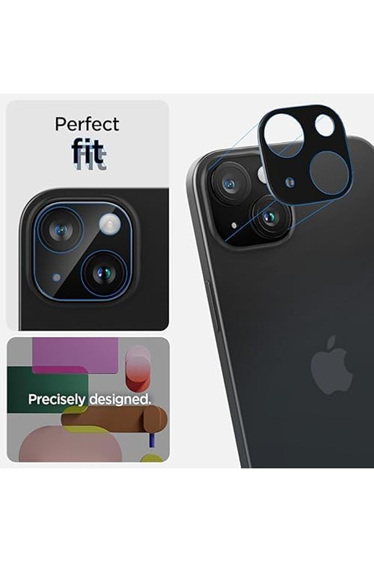 İphone 15 / 15 Plus / 14 / 14 Plus Kamera Lens Camı Koruyucu Glas.tr Opti̇k (2 Adet) Black - Agl06917