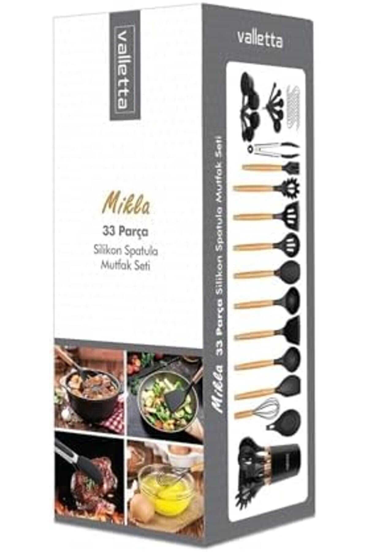 Modashi̇ne Mi̇kla Dayanıklı Yanmaz Yapışmaz 33 Parça Si̇li̇kon Spatula Mutfak Seti̇ Gri̇ Modascope 1014773