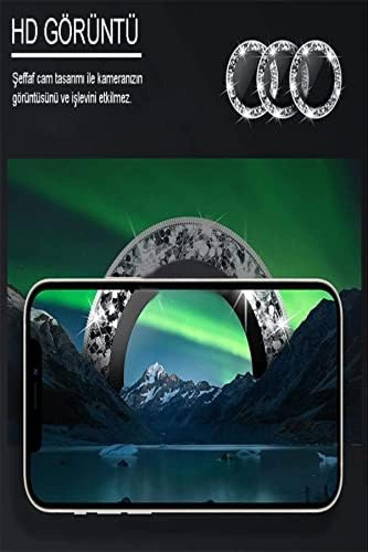 İleti̇şi̇m 13 Taşlı Tasarım Temperli̇ Cam Kamera Lens - Gümüş 1014773