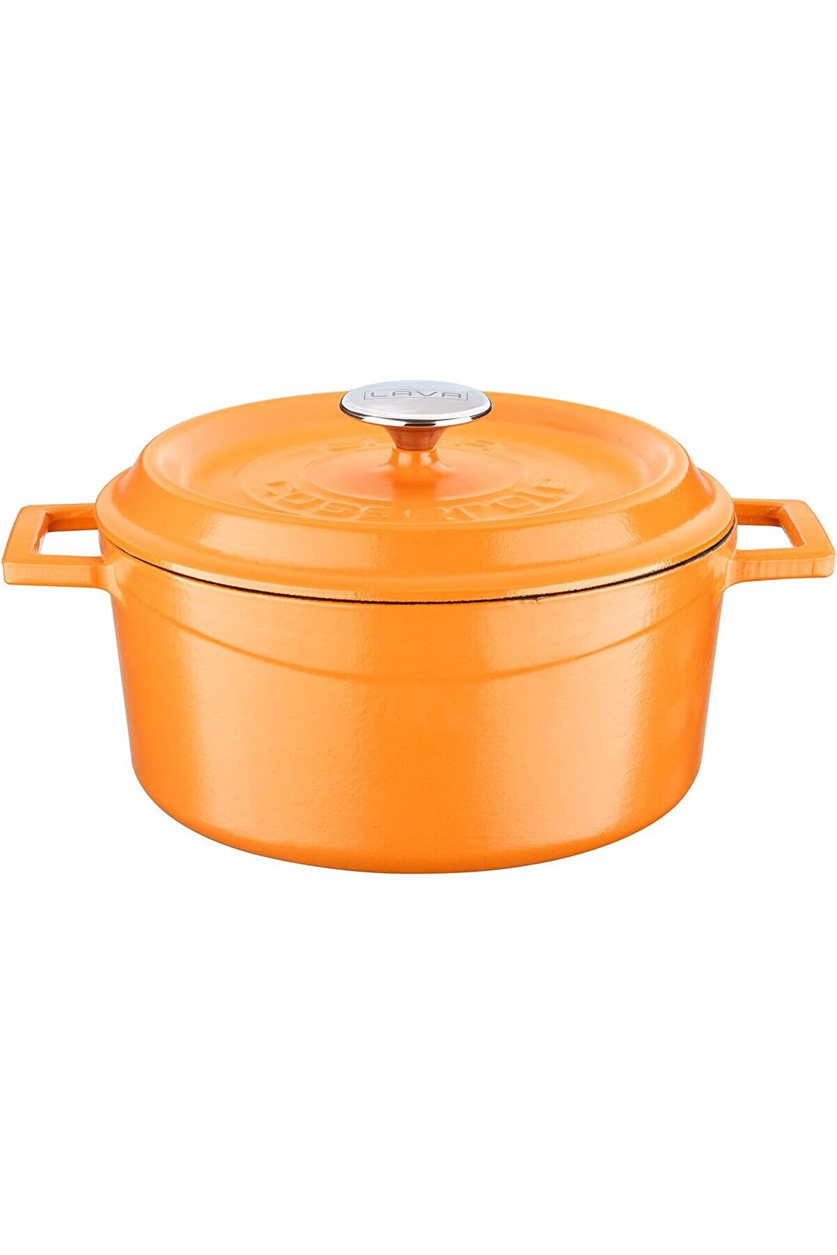 STOREMAX modashine Metal Spring Serisi - Döküm Tencere, Yuvarlak, 24 cm, Mat, Parlak Siyah Taban, Turuncu mod