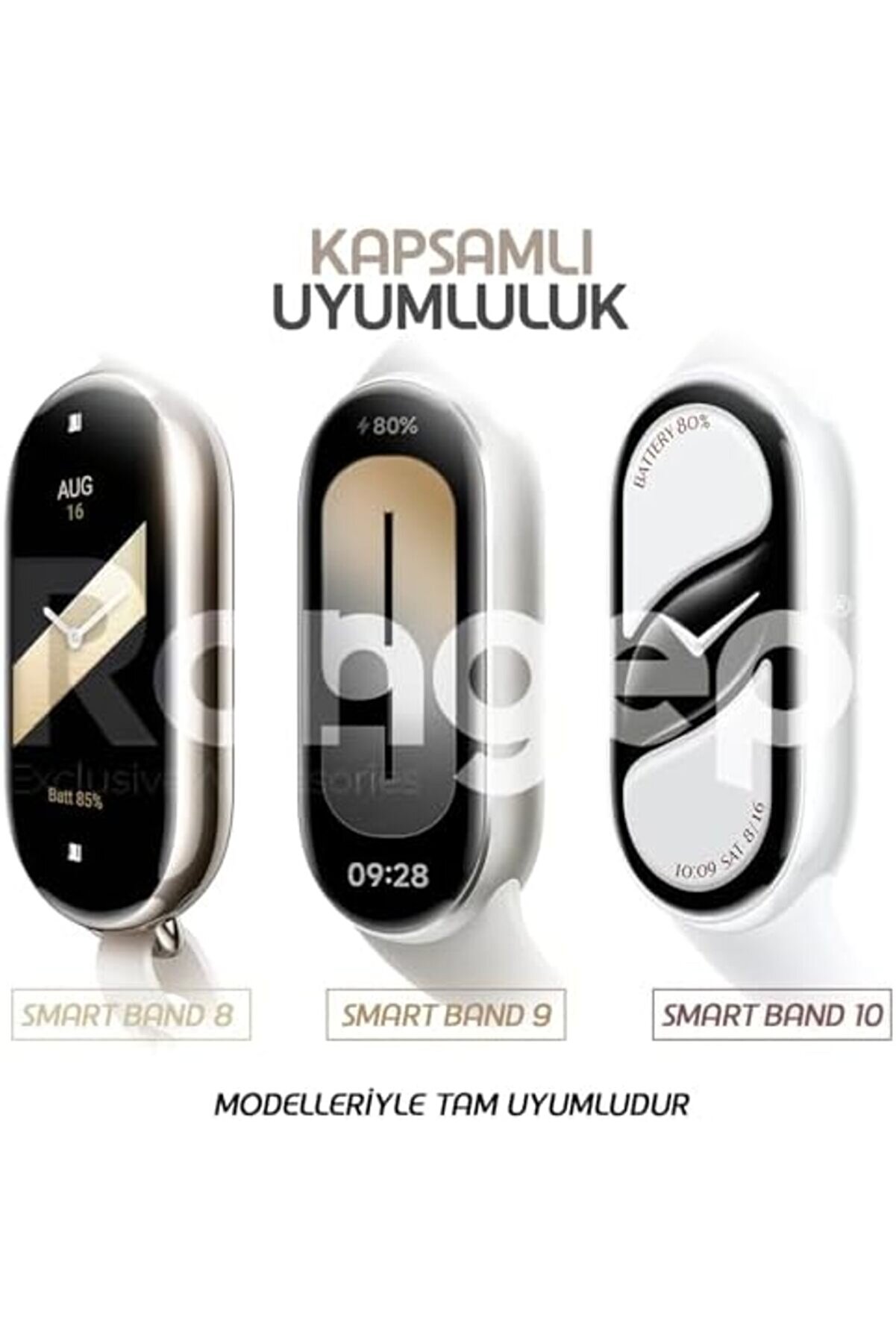 Shopverse Mi̇ Band 8 İle Uyumlu Ve Hafi̇f Tasarımlı Bi̇lekte Terleme Yapmayan Çi̇ft Katmanlı Dokulu Pu D