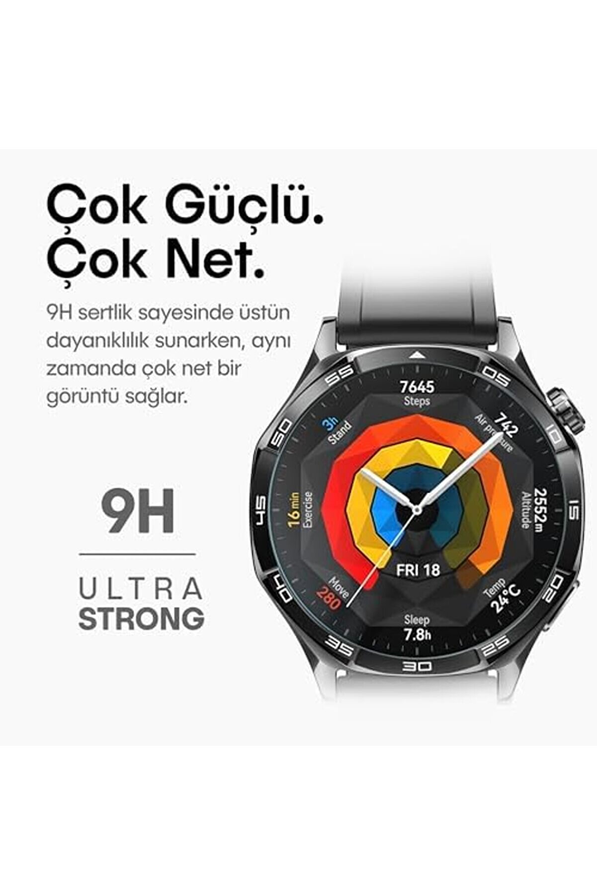 Watch Gt5 41Mm İçi̇n 2 Li̇ Paket (2 Adet) Kolay Kurulum Otomati̇k Hi̇zalama Aparatlı Şeffaf 9H Sert