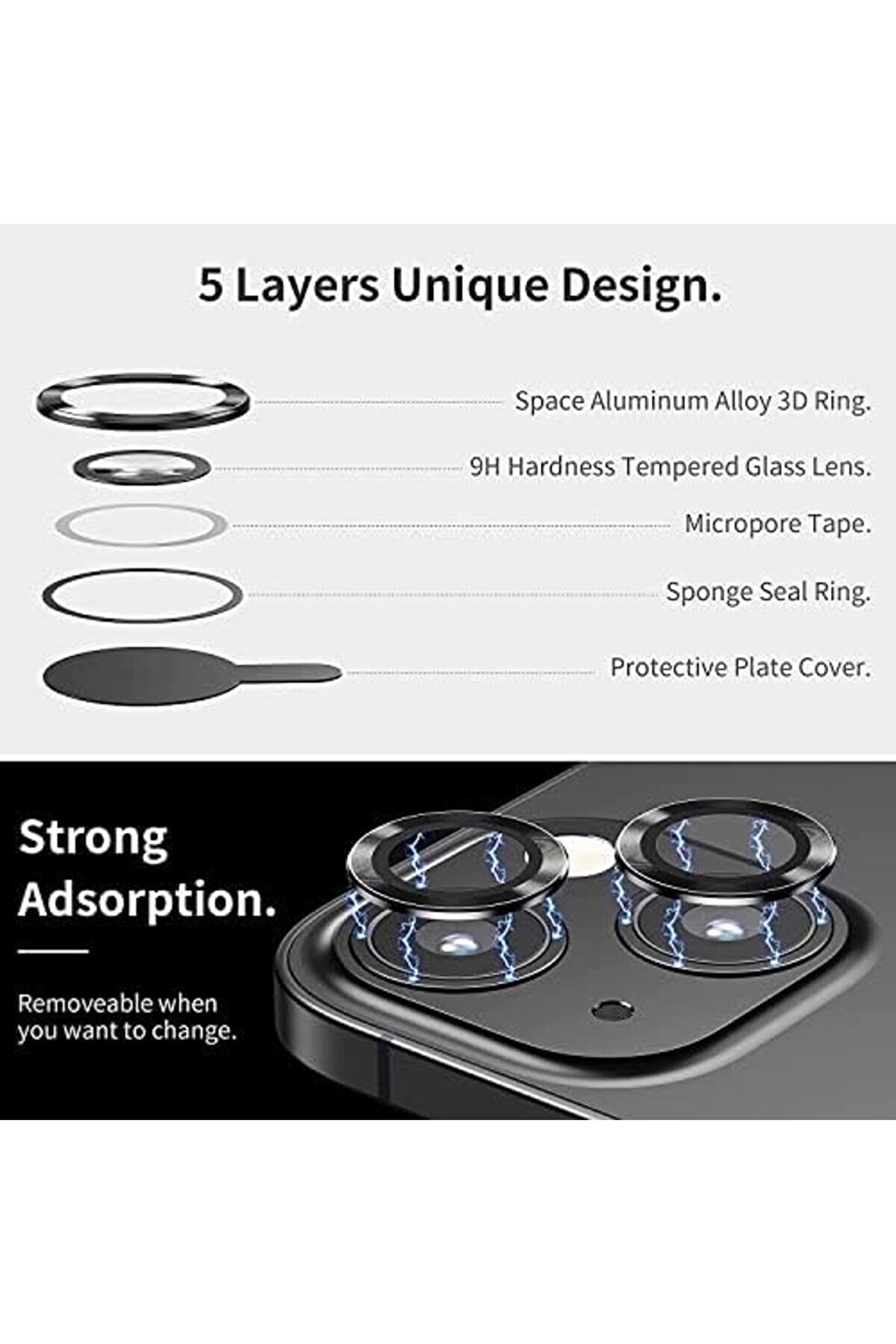 İphone Alaşım Çerçeveli̇ Tempered Glass Kamera Lens (İphone 13, ) 1014773