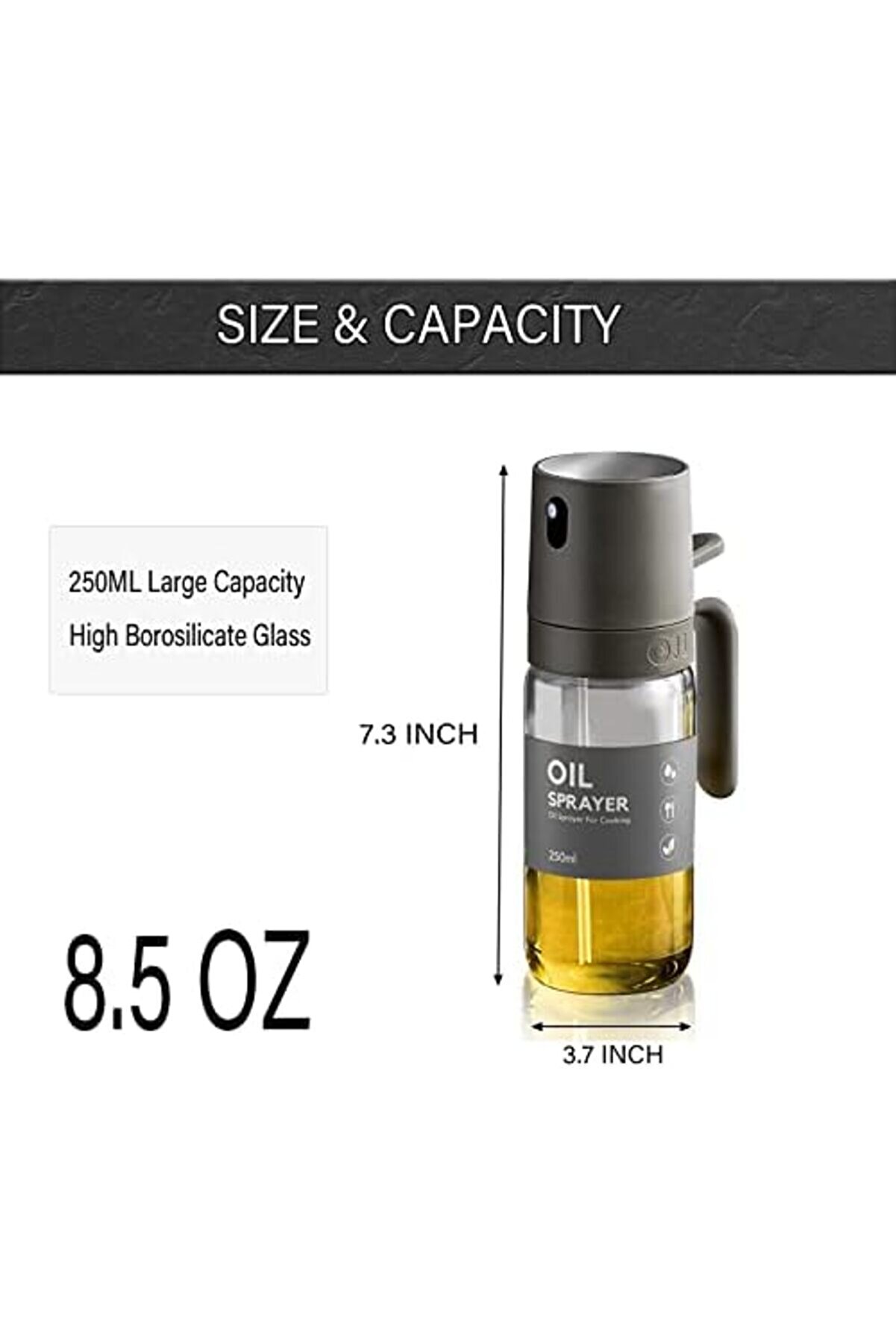 Pltnstoreshop Yemek Pi̇şi̇rmek İçi̇n 8.5Oz Yağ Püskürtme Şi̇şesi̇, Zeyti̇nyağı Püskürtücü Bay, 250Ml Cam Z