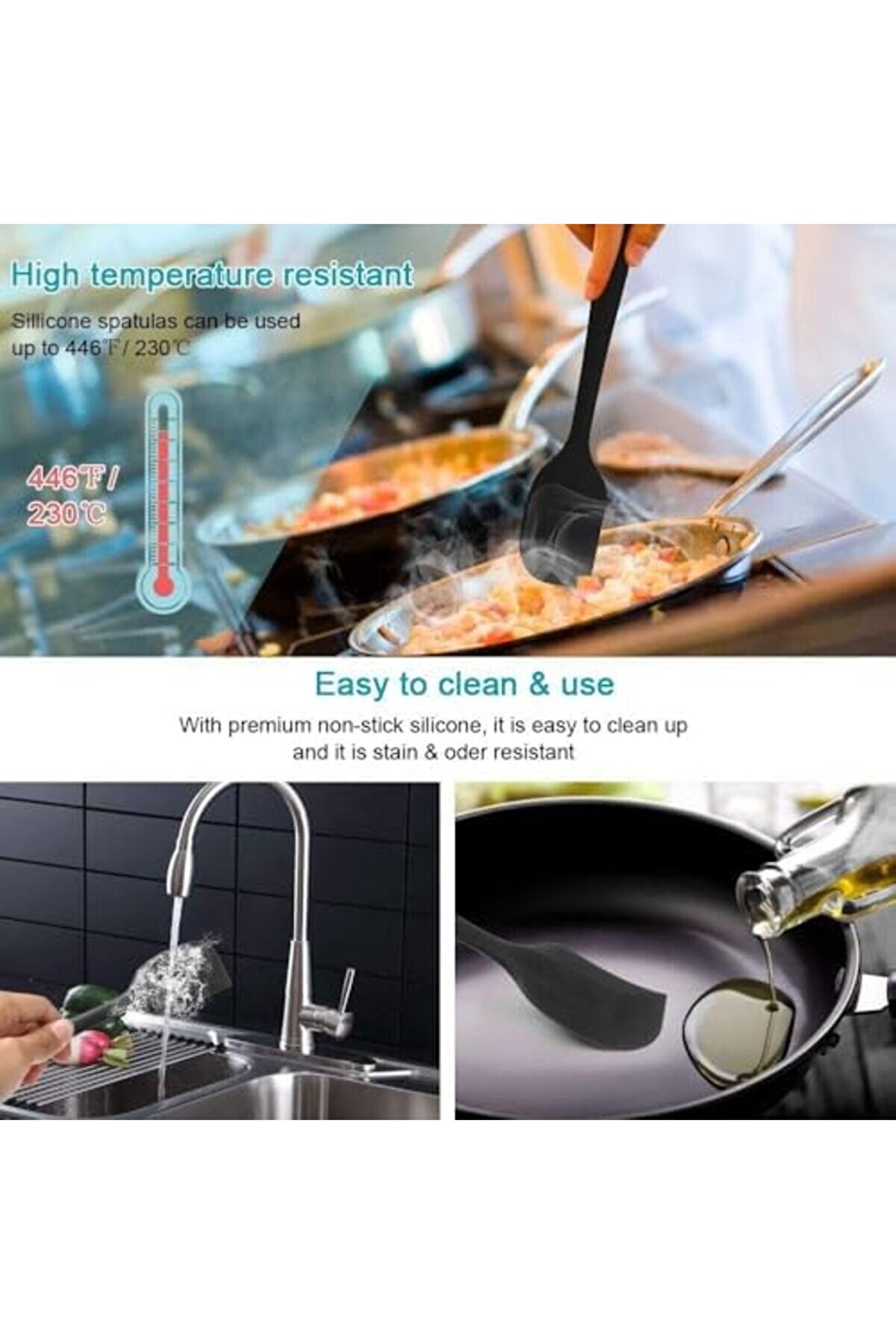 Modashi̇ne Si̇li̇kon Mutfak Yardımcısı, 6 Adet Si̇li̇kon Spatula, Çorba Kaşığı, Fırın Fırçası, Spatula, D