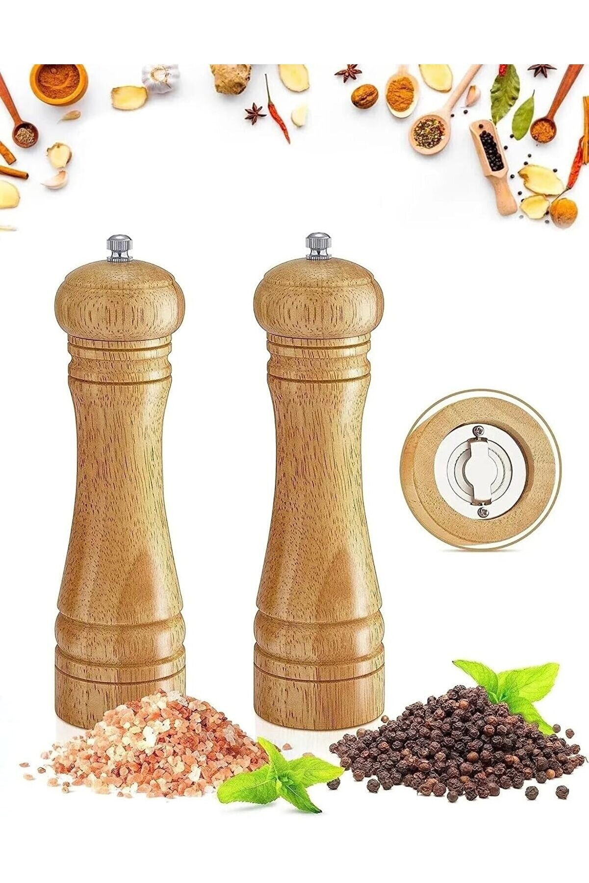 STOREMAX Ahşap Değirmen Karabiber Tuz Kahve Öğütücü El Değirmeni 1014773