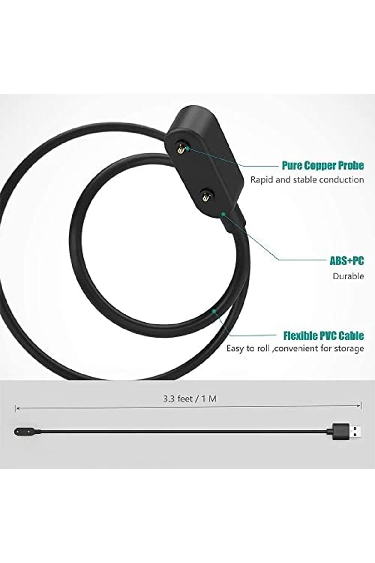 Band 7 İle Uyumlu / 4 Pro/ Fi̇t İçi̇n/ Fi̇t 2- Fi̇t Mi̇ni̇ Uyumlu Akıllı Saat Usb Şarj Aleti̇ Si̇yah 101477