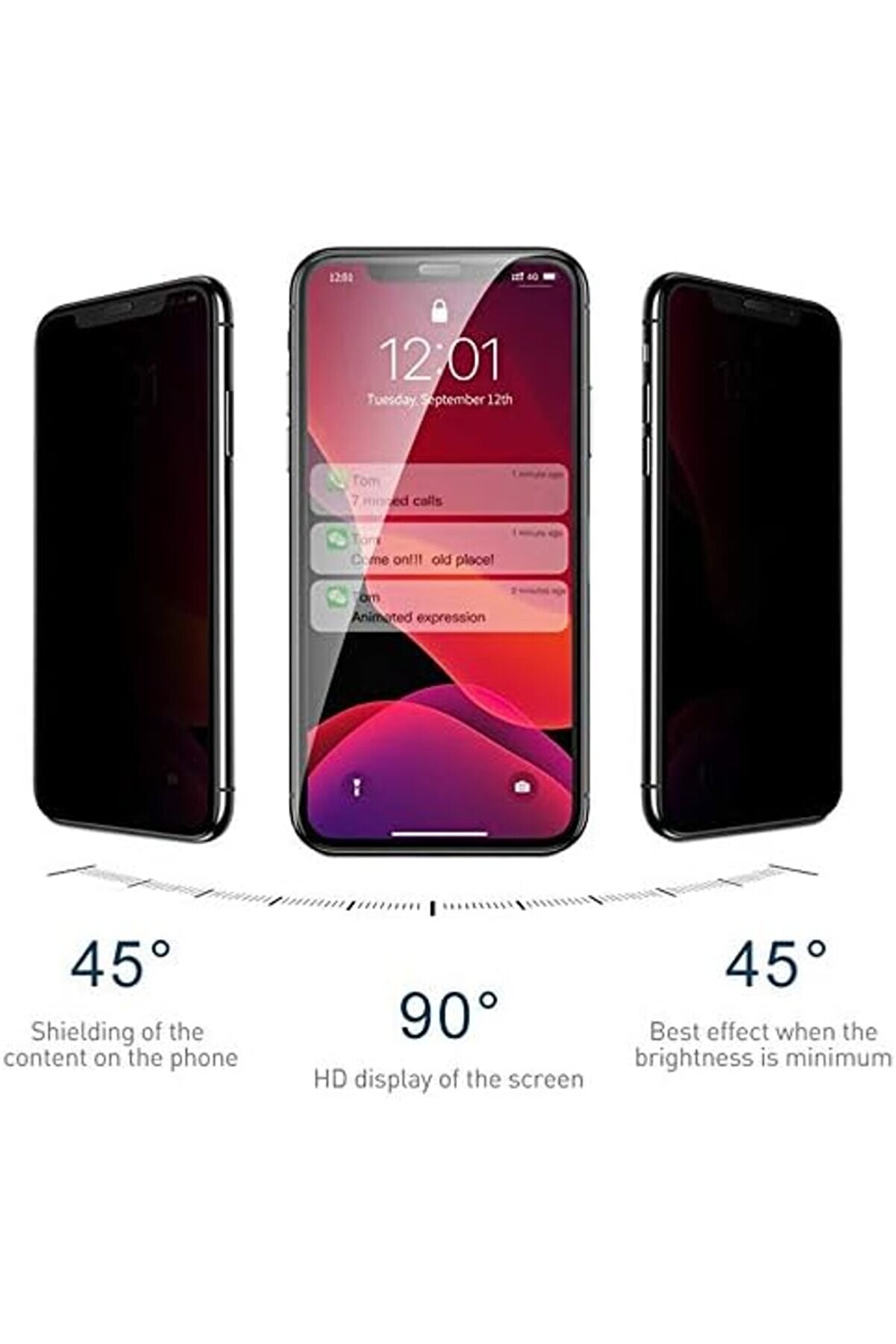 11 Pro Max (6.5  ) Pri̇vacy 5D Gi̇zli̇li̇k Fi̇ltreli̇ Cam Ekran Si̇yah 1014773