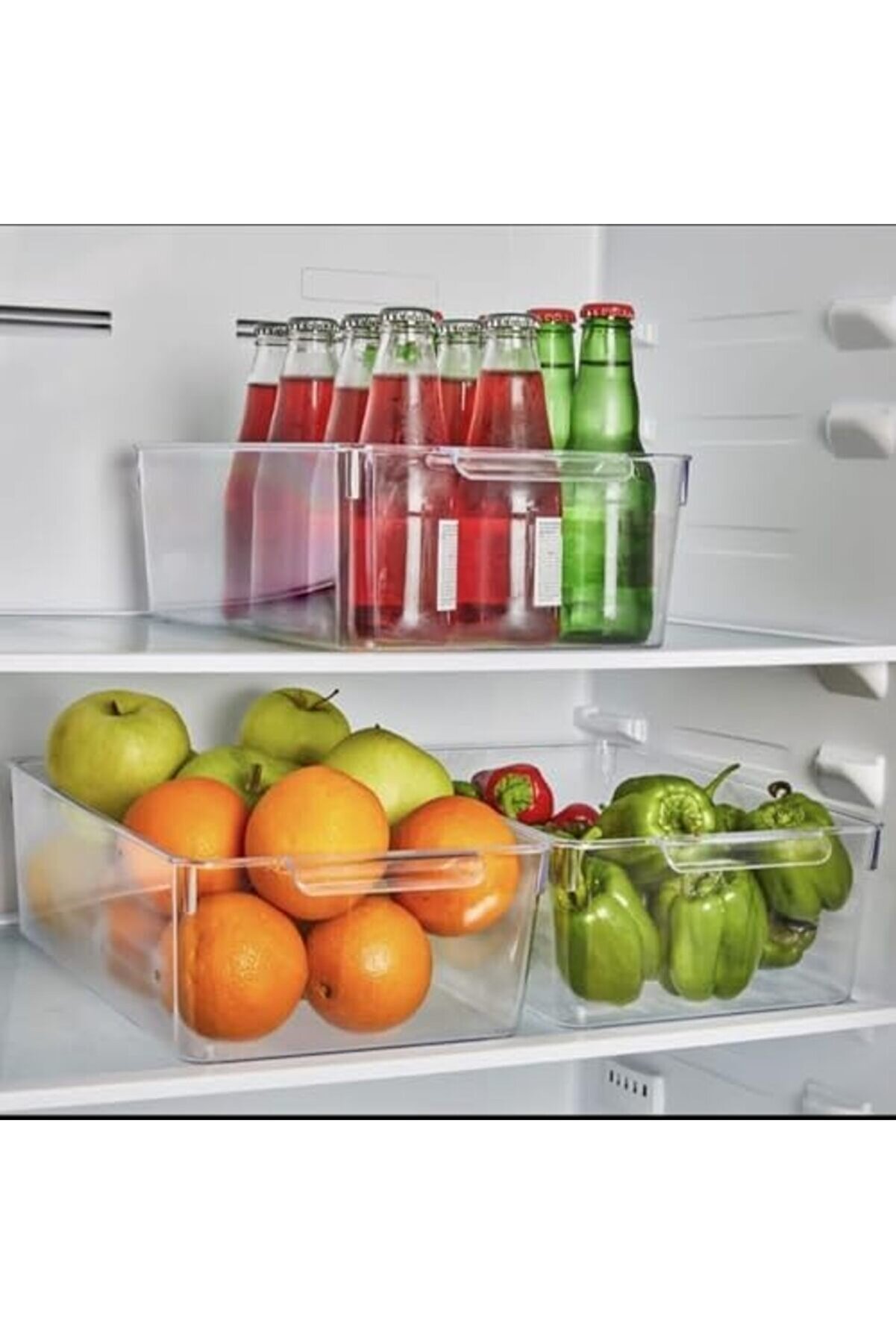 Pltnstoreshop 1 Adet Kırılmaz Ultra Dayanıklı Buzdolabı Düzenleyi̇ci̇ Organi̇zer Kutu Şeffaf - X Large