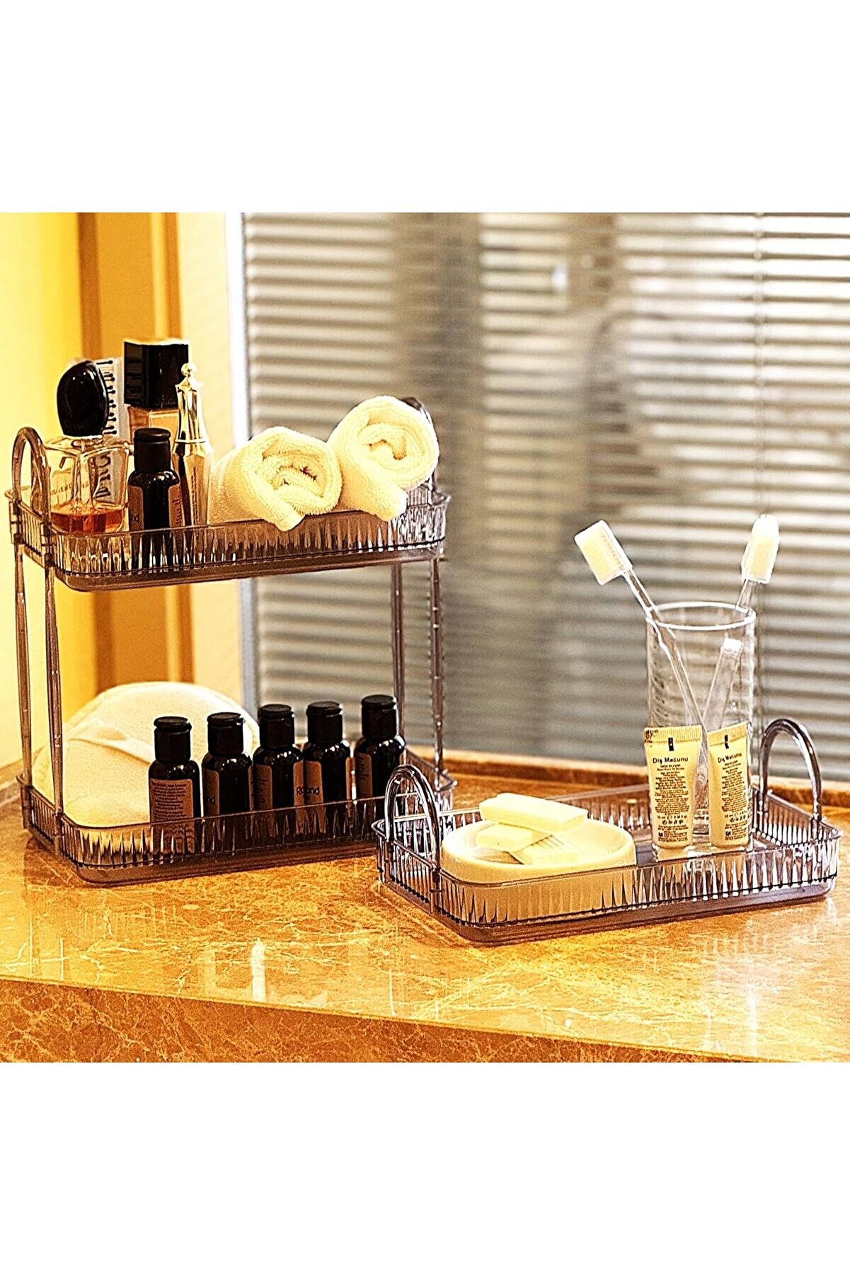 STOREMAX Düzenleyici Organizer Rafı ( Gri, Tek + İki Katlı Set) 1014773