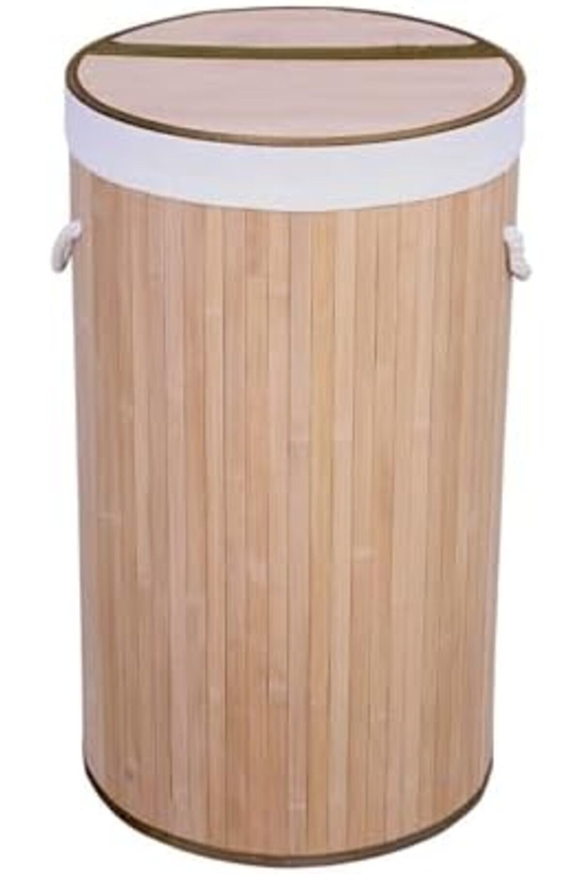 El Yapımı Hasır Katlanır Çamaşır Sepeti̇ Yuvarlak 60 Li̇tre (35Cm*35Cm*61Cm), Malzemeden Üreti̇lmi̇ş Çam