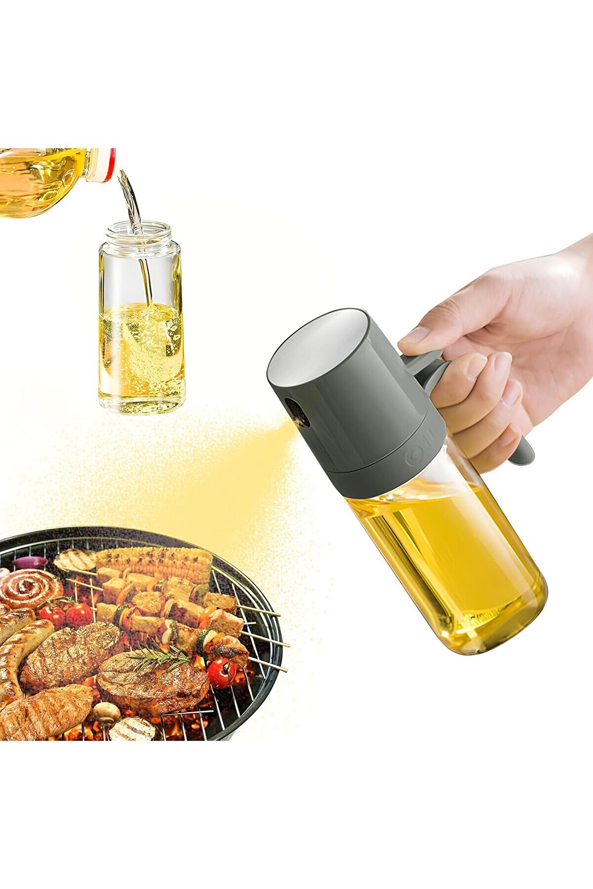 STOREMAX Yağ püskürtme şişesi, 250 ml yağ püskürtücü, sıcak hava fritözünde pişirmek için, sızdırmaz cam zeyt