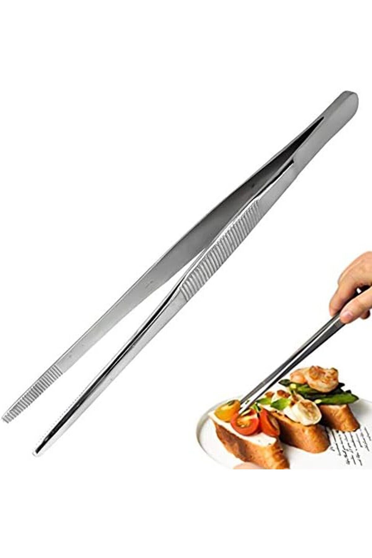 Modashi̇ne 304 Paslanmaz Çeli̇k Mangal Cımbızı, Profesyonel Mutfak Ve Uzun Saplı Gıda Cımbızı, Çok Fon