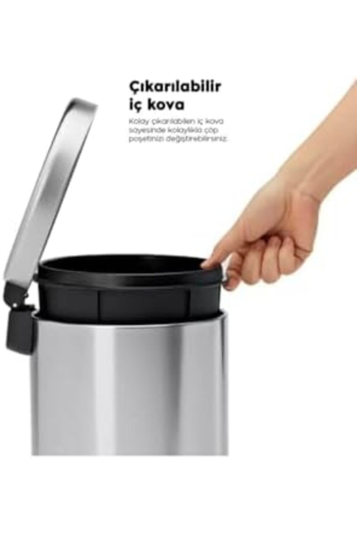 Haus Tuvalet Mutfak Pedallı Metal Çöp Kovası 3 Li̇tre Si̇yah 1014773