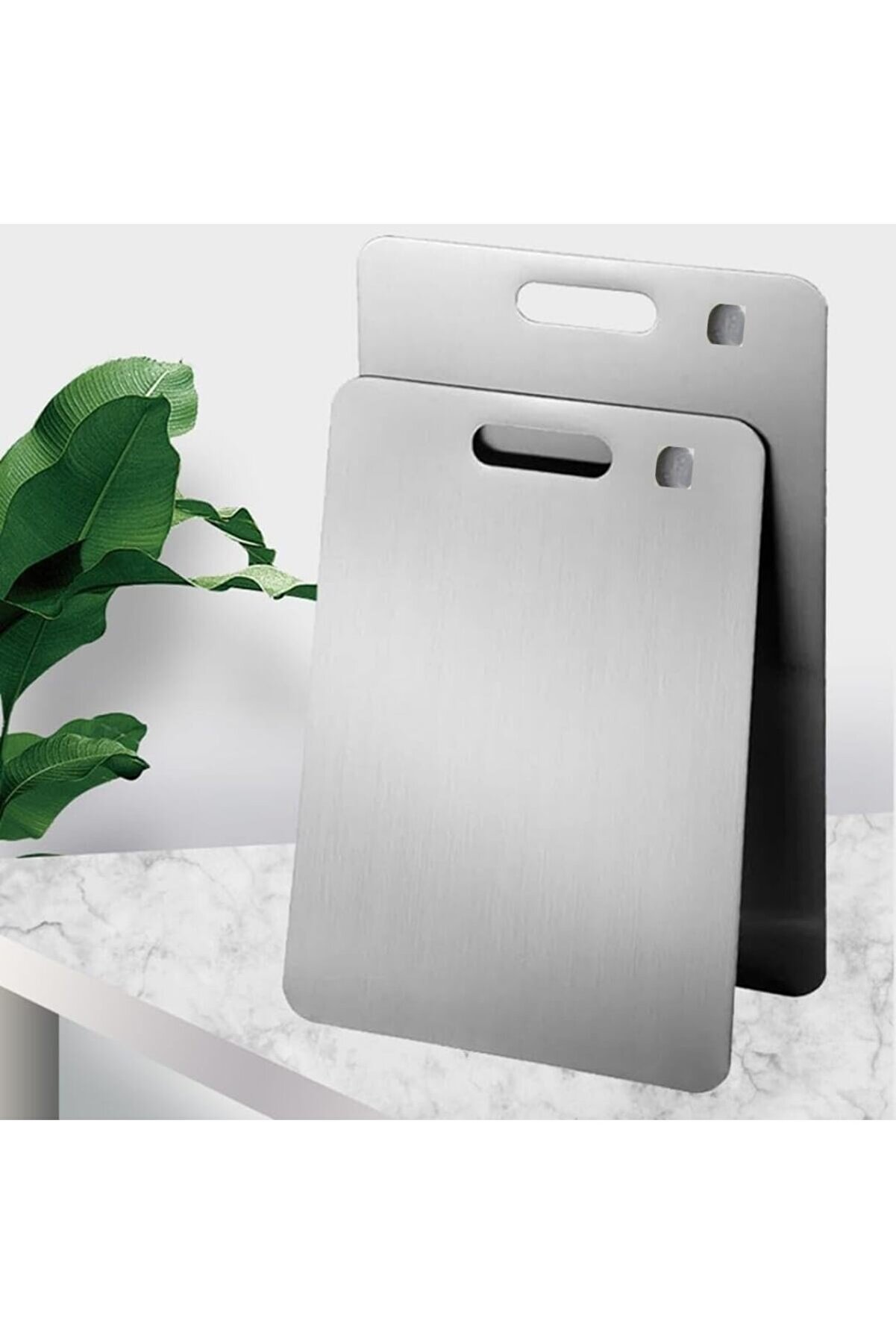 STOREMAX modashine Kesme Tahtası 2'li Set 304 Paslanmaz Çelik Gıda Temasına Uygun Hijyenik ve Dayanıklı