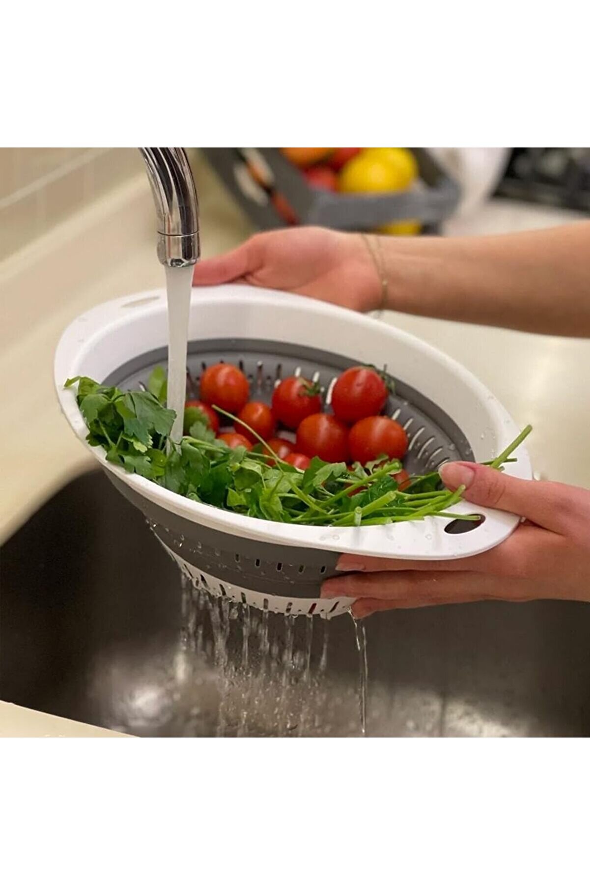 STOREMAX modashine Katlanabilir Oval Süzgeç, Akordiyonlu Süzgeç Yer Kaplamayan 40 cm, BPA İçermez modascope 1