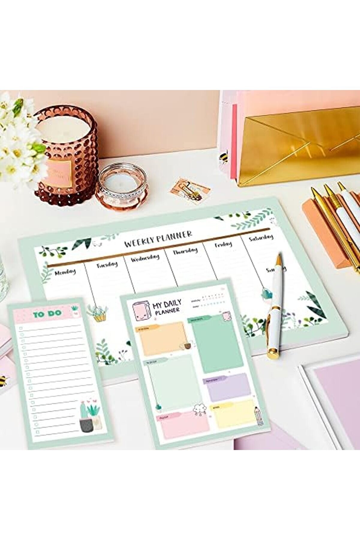 Haftalık, G&uuml;nl&uuml;k Planlayıcı Set - 50 Sayfa Tari̇hsi̇z Masa&uuml;st&uuml; - Gen&ccedil;ler, Kızlar, Yeti̇şki̇nl