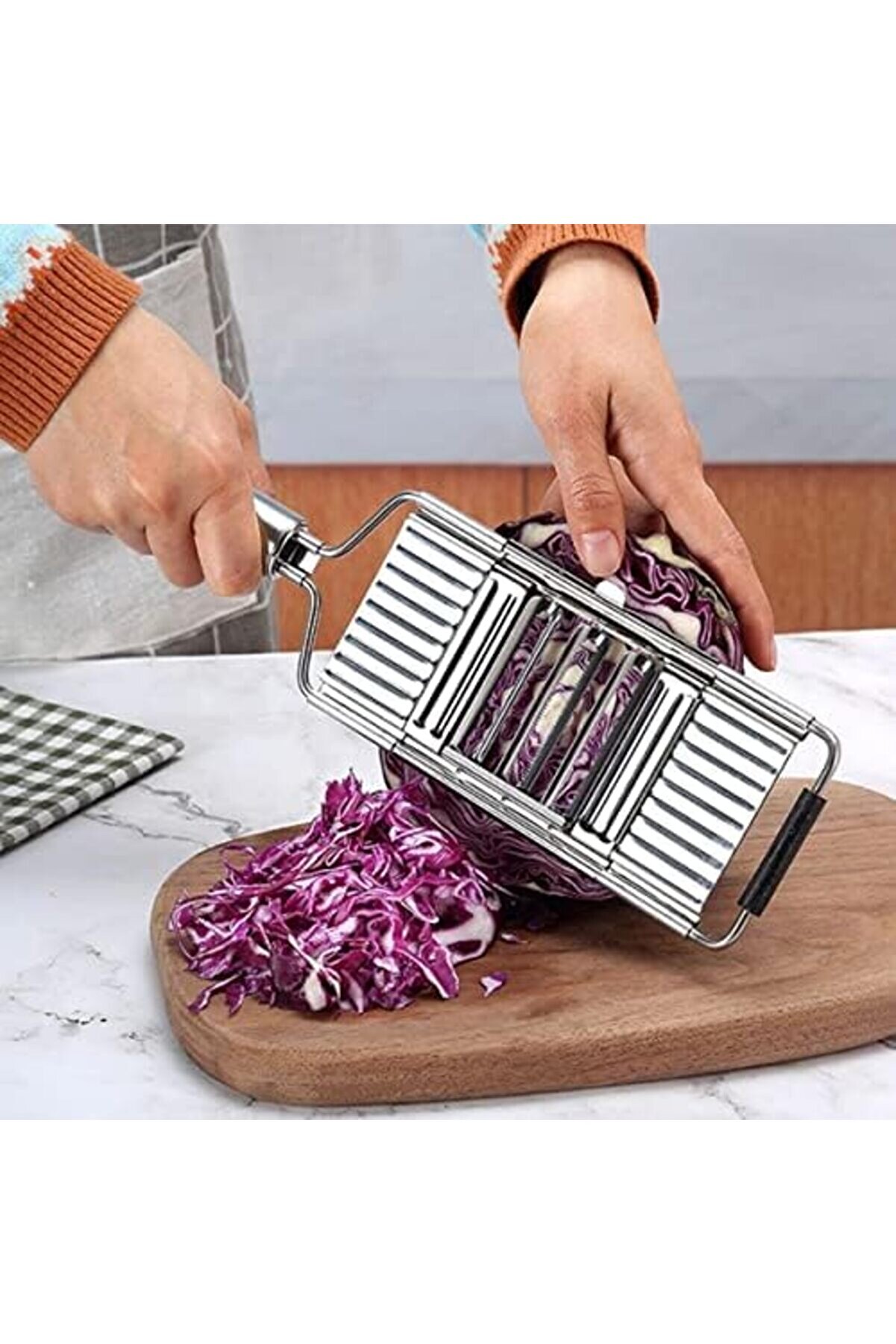 Ayarlanabi̇li̇r 3 Farklı Başlıklı Tutmalı Kaydırmaz Taban Paslanmaz &Ccedil;eli̇k Sebze Di̇li̇mleyi̇ci̇ Peyni̇r Ren