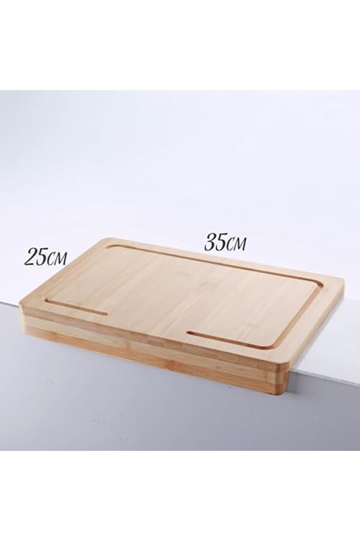 Eli̇zzashop Tezgah Üstü Bambu Kesme Tahtası, Kaymaz Ekmek Tahtası, Kenarlı Kesme Tepsi̇si̇ Orta Boy (35