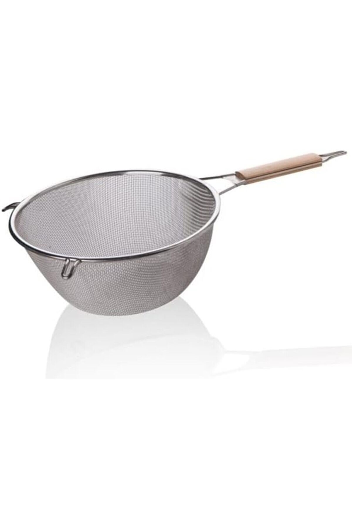 STOREMAX modashine Ahşap Saplı Paslanmaz Çelik Süzgeç, Büyük Boy Metal Süzgeç 24 * 10 Cm - Estetik ve Dayanık