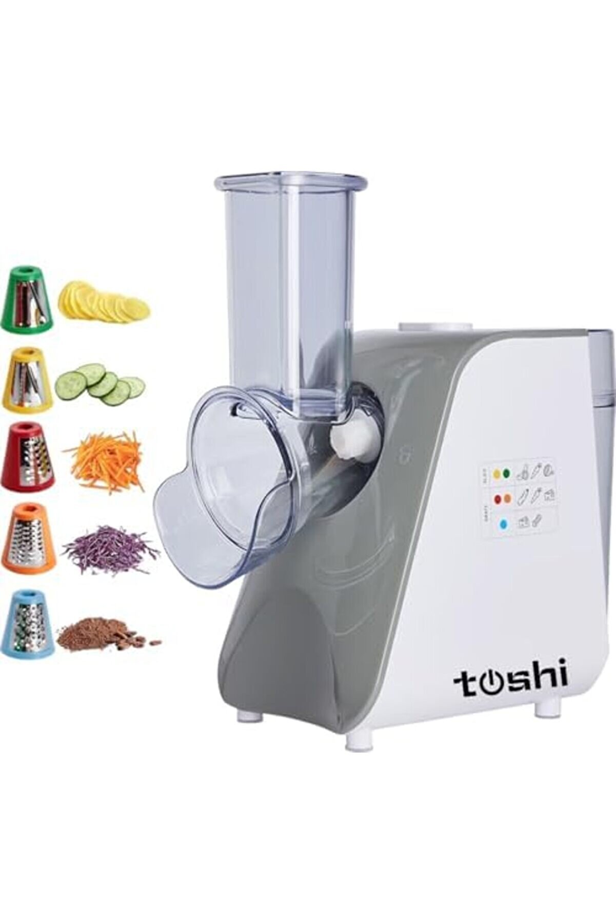 Modashi̇ne 5 Başlıklı Elektri̇kli̇ Çok Fonksi̇yonlu Sebze Ve Meyve Doğrayıcı Rende - Rondo -Gri̇ Modascop